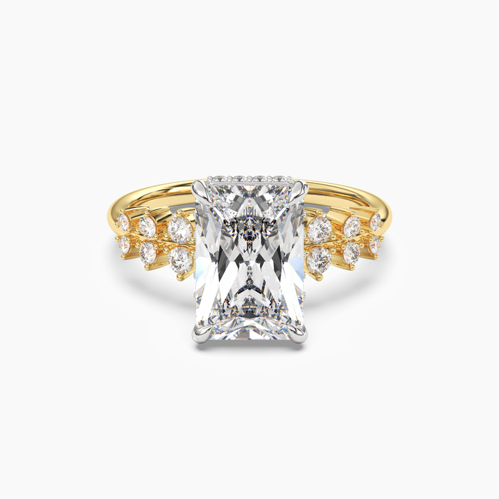 Violet Radiant Hidden Halo 3 Carat Lab Grown Diamond Engagement Ring in 18K Yellow Gold