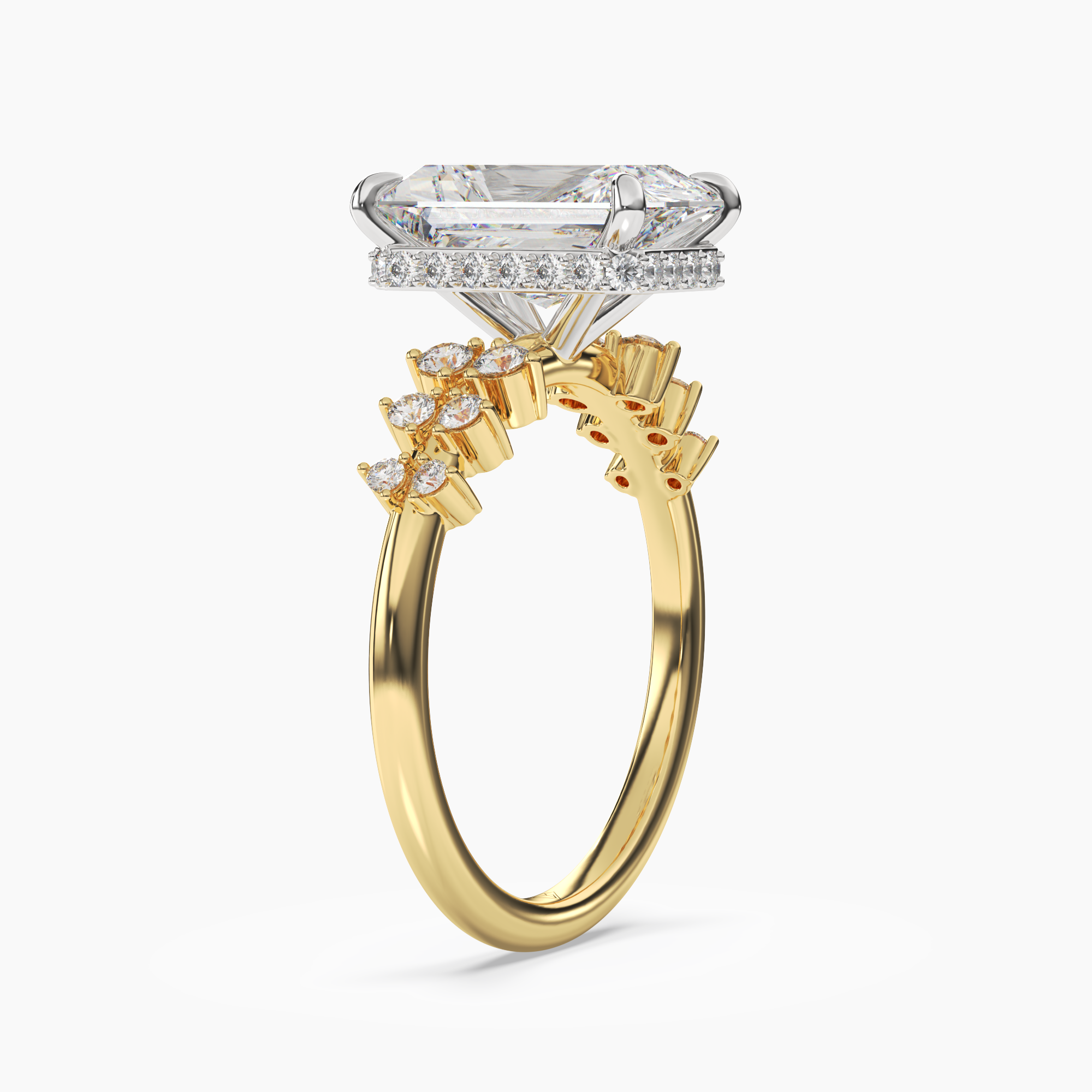 Violet Radiant Hidden Halo 1 Carat Lab Grown Diamond Engagement Ring in 18K White Gold
