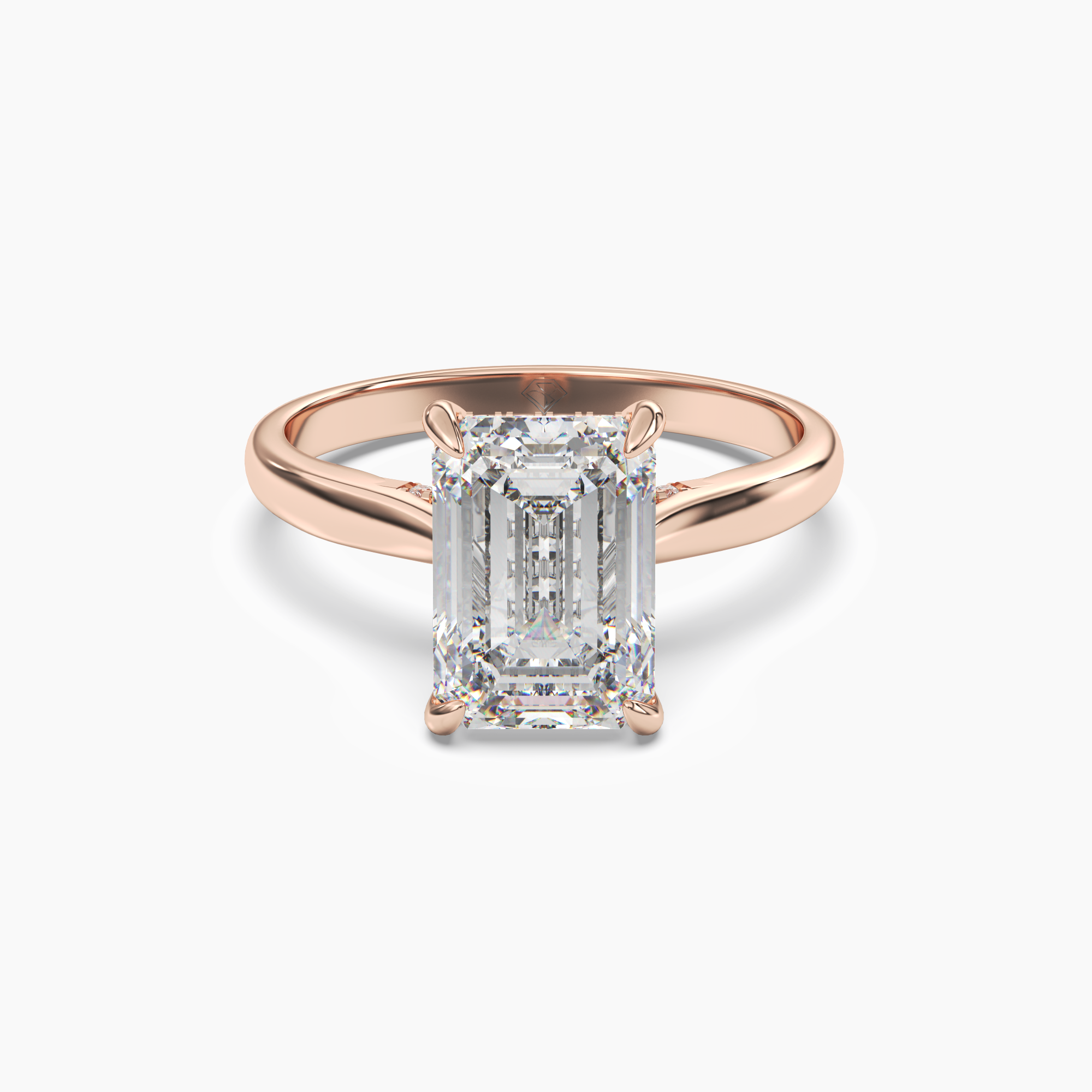 Hestia Emerald Hidden Halo 2 Carat Lab Grown Diamond Engagement Ring in 18K Rose Gold