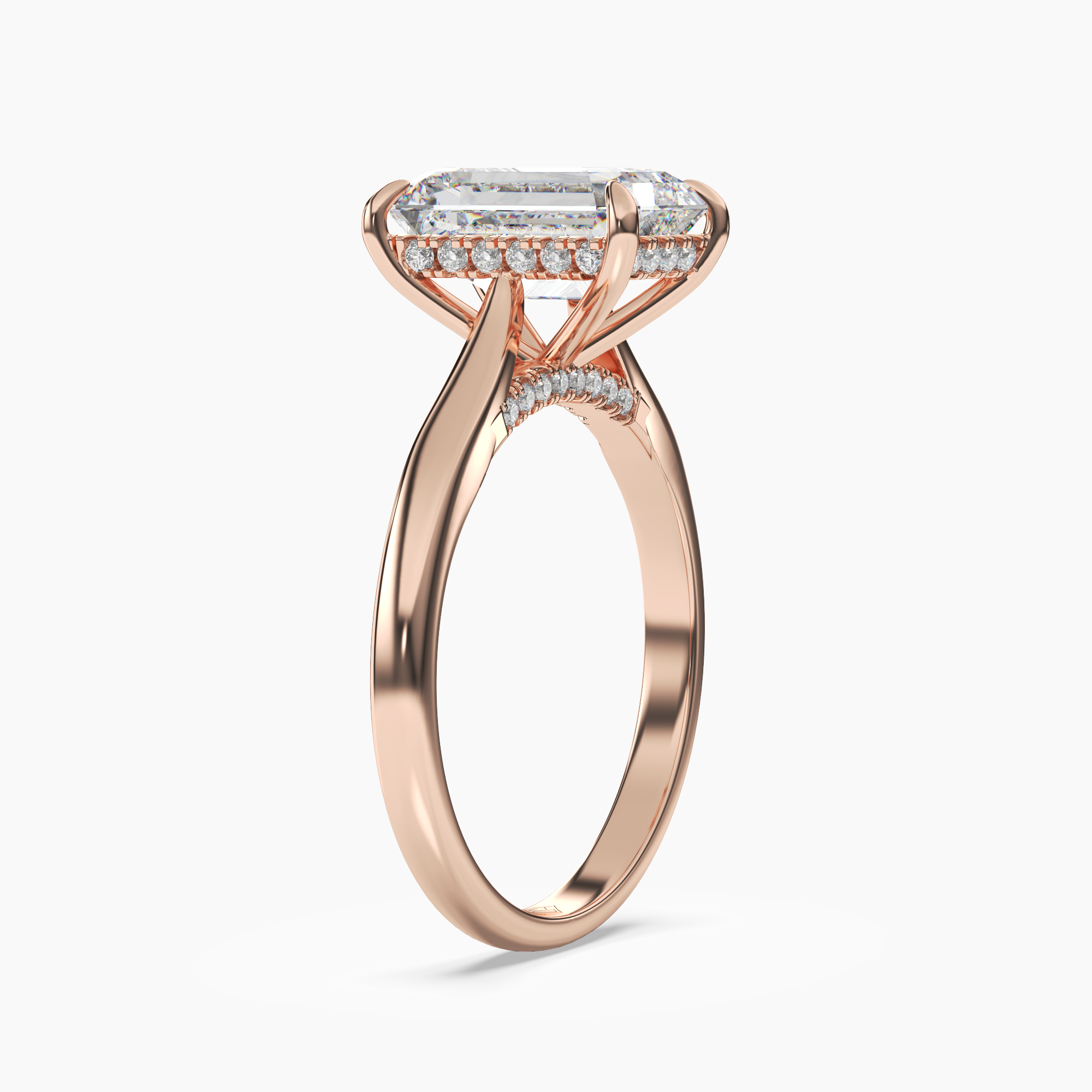 Hestia Emerald Hidden Halo 1 Carat Lab Grown Diamond Engagement Ring in 14K Yellow Gold