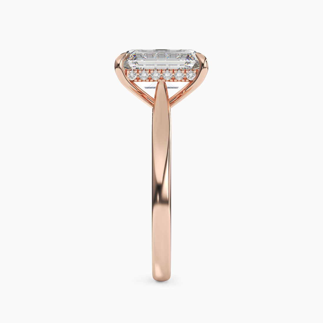 Hestia Emerald Hidden Halo 2 Carat Lab Grown Diamond Engagement Ring in 18K Rose Gold