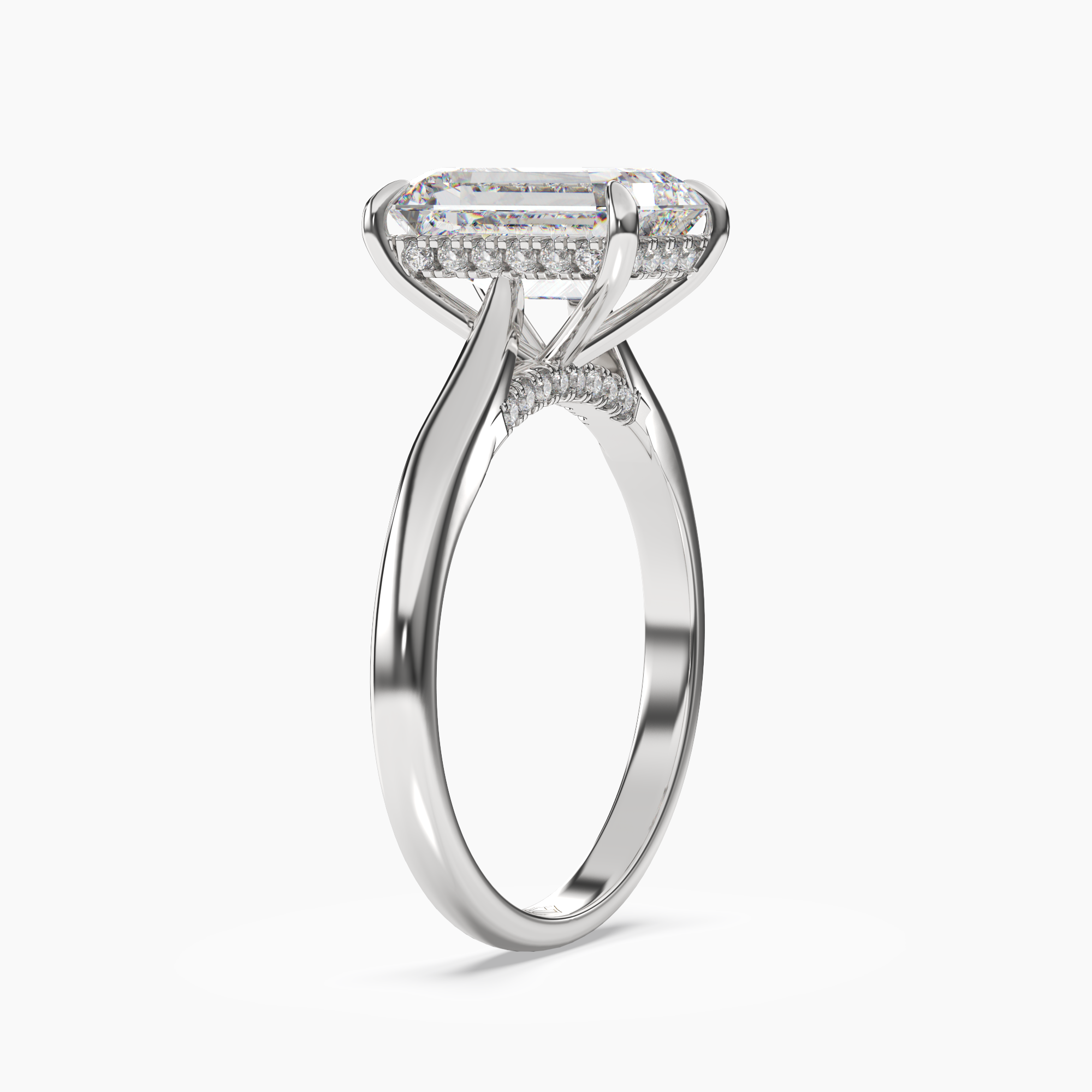 Hestia Emerald Hidden Halo 2.5 Carat Lab Grown Diamond Engagement Ring in 14K Rose Gold