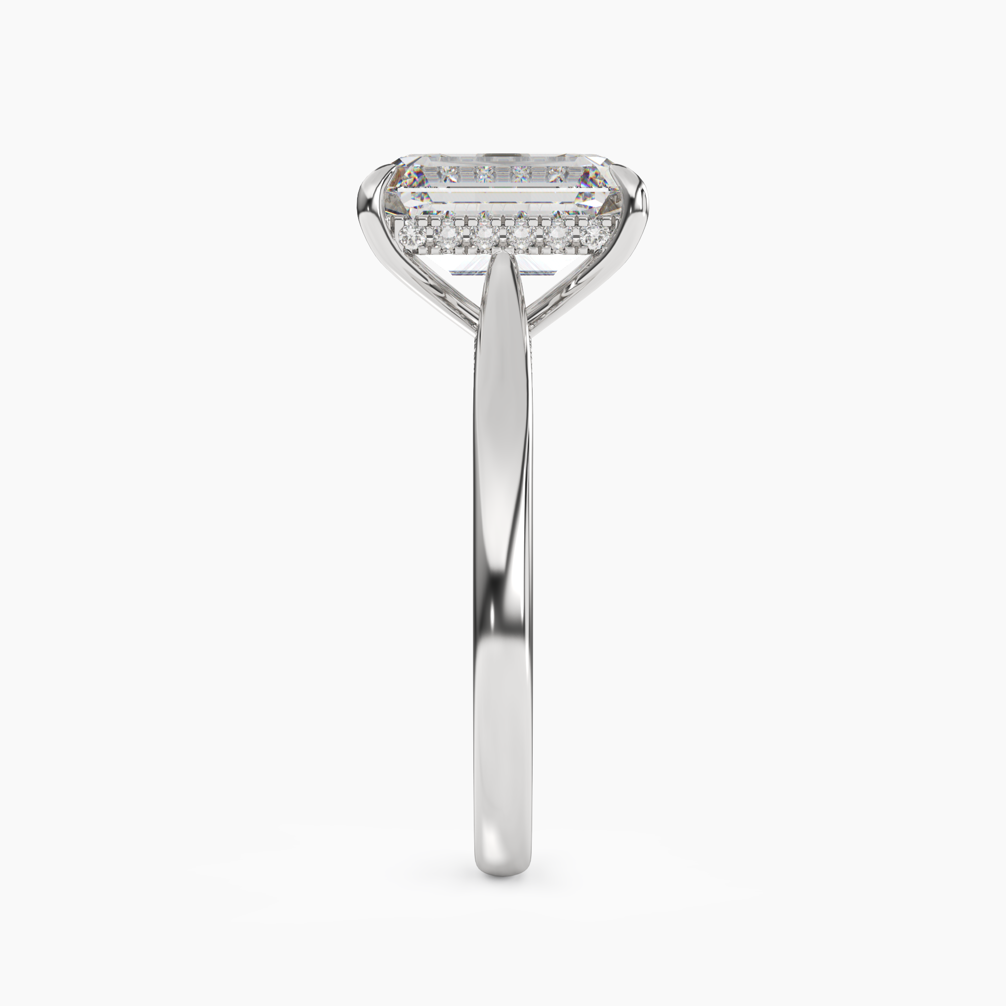 Hestia Emerald Hidden Halo 2 Carat Lab Grown Diamond Engagement Ring in 14K White Gold