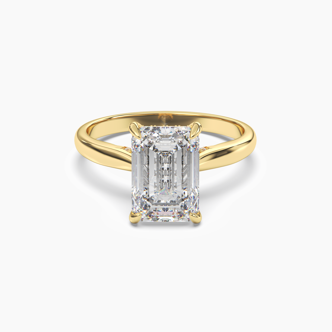 Hestia Emerald Hidden Halo Diamond Ring Setting in 14K Yellow Gold