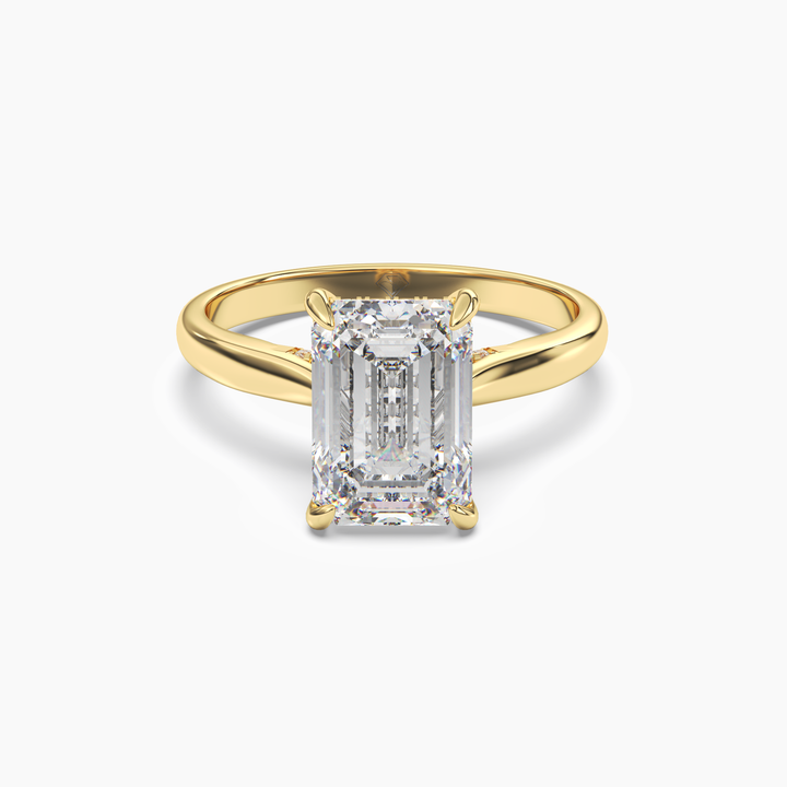 Hestia Emerald Hidden Halo 1 Carat Lab Grown Diamond Engagement Ring in 14K Yellow Gold