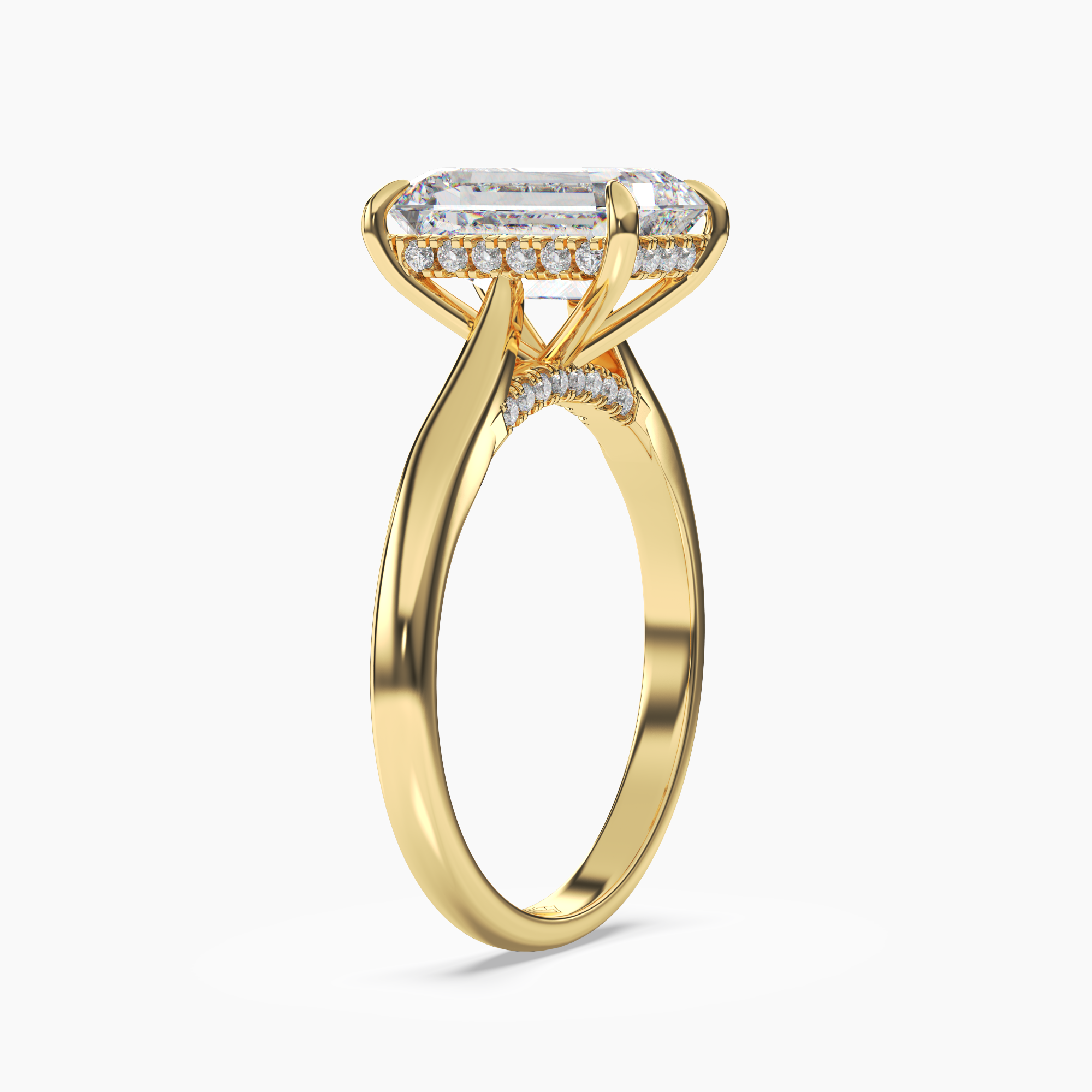 Hestia Emerald Hidden Halo Diamond Ring Setting in 14K Yellow Gold