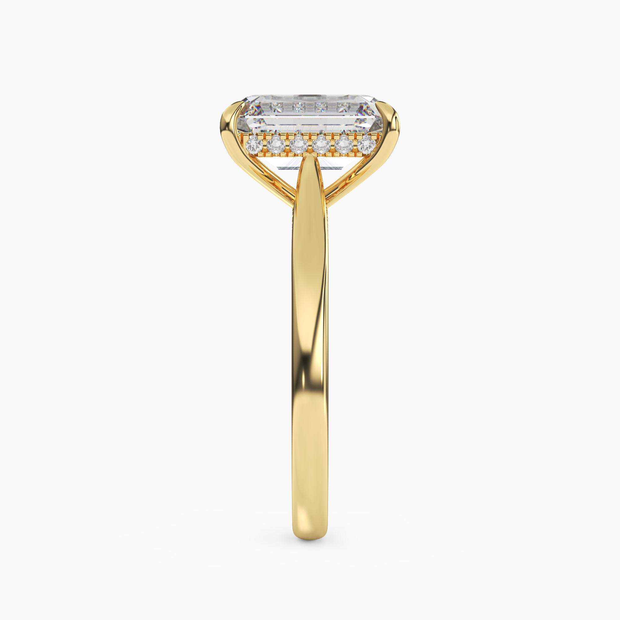 Hestia Emerald Hidden Halo 2 Carat Lab Grown Diamond Engagement Ring in 14K Yellow Gold