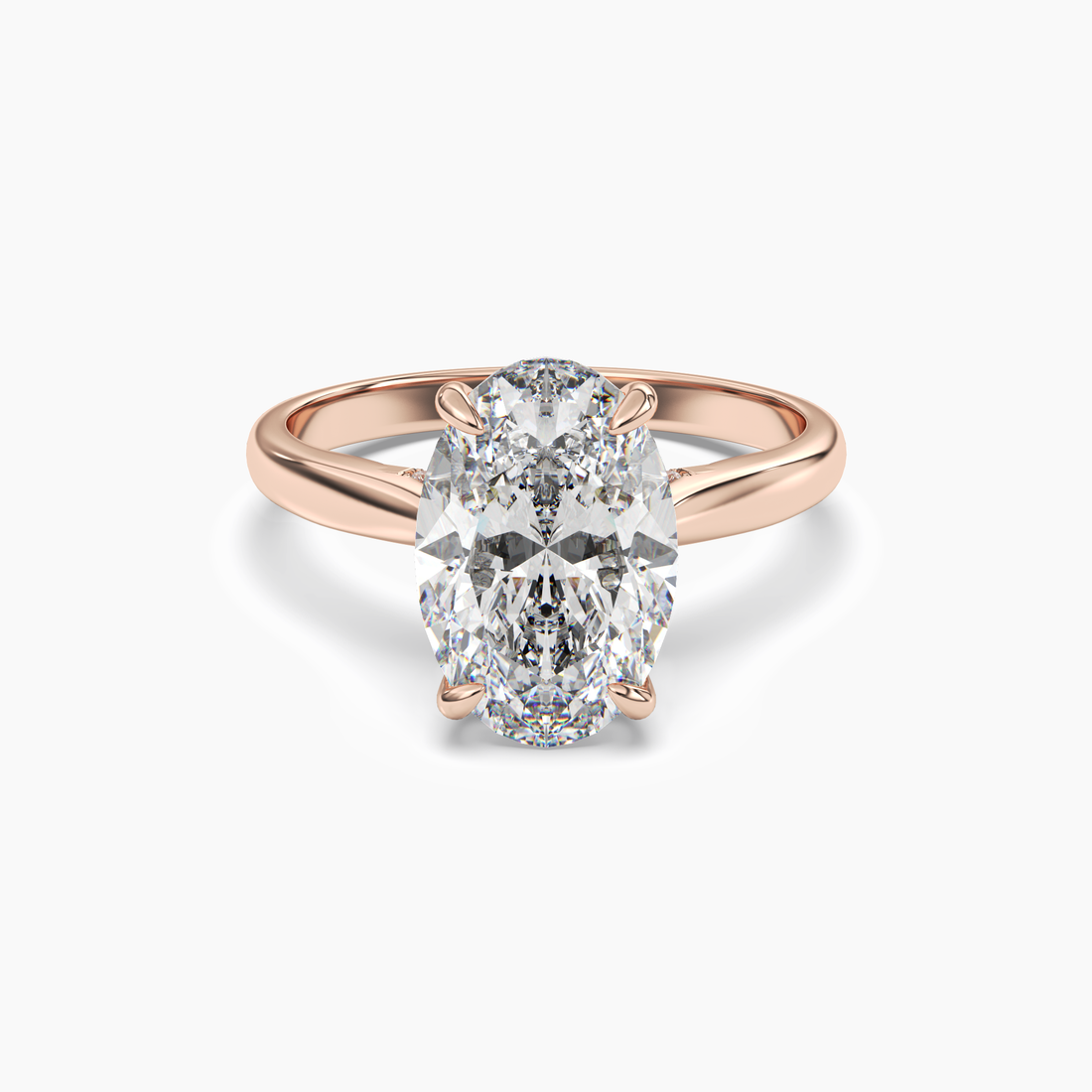 Hestia Oval Hidden Halo Diamond Ring Setting in 14K Rose Gold