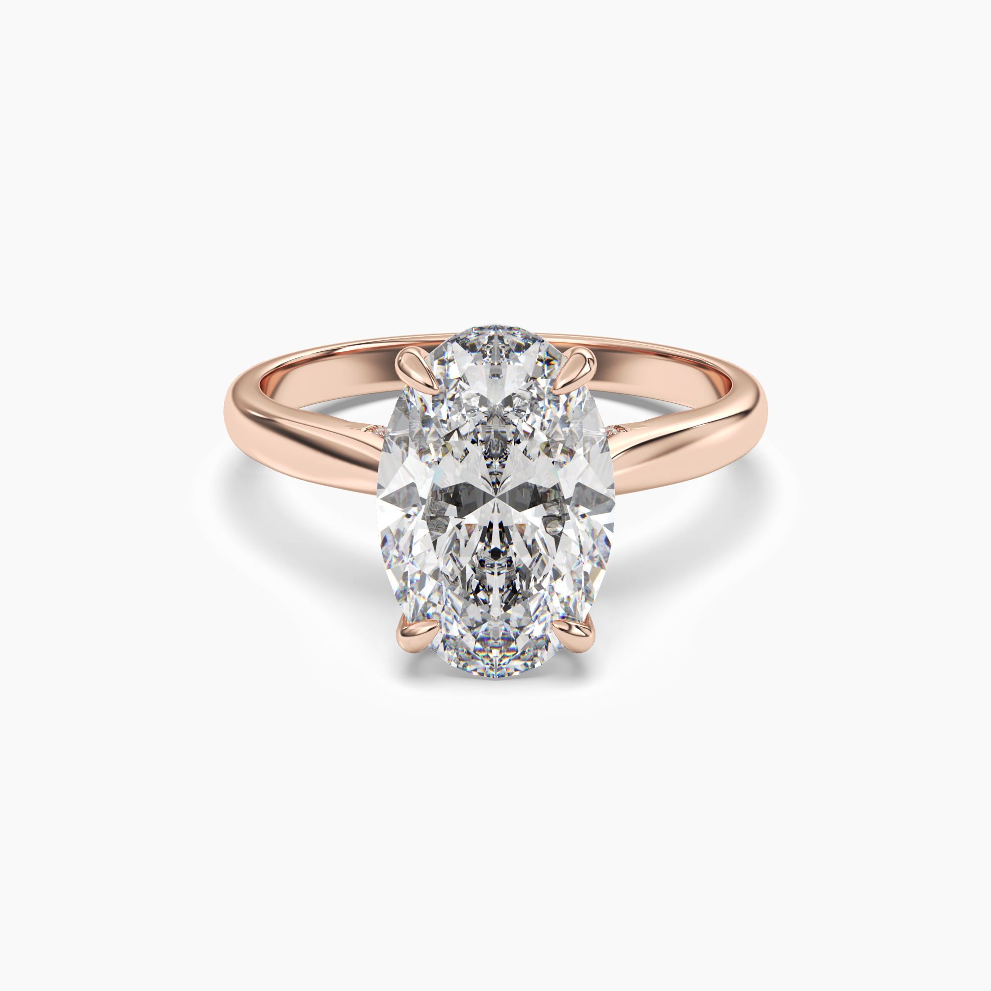 Hestia Oval Hidden Halo Diamond Ring Setting in 14K White Gold