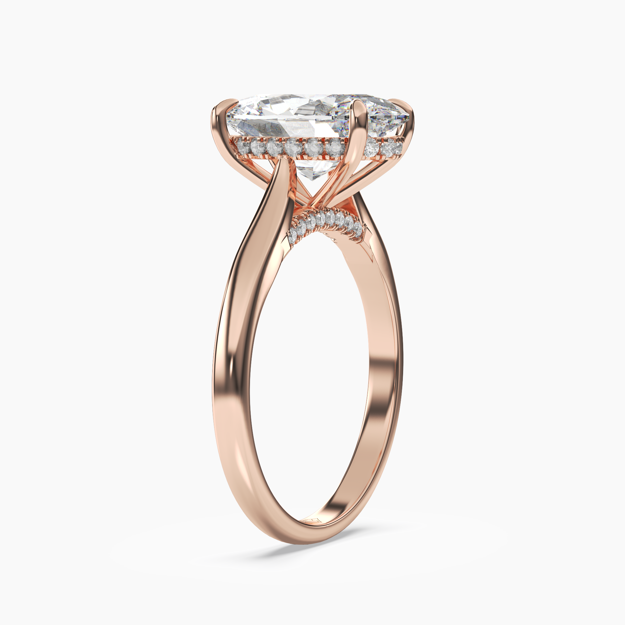 Hestia Oval Hidden Halo Diamond Ring Setting in 18K White Gold