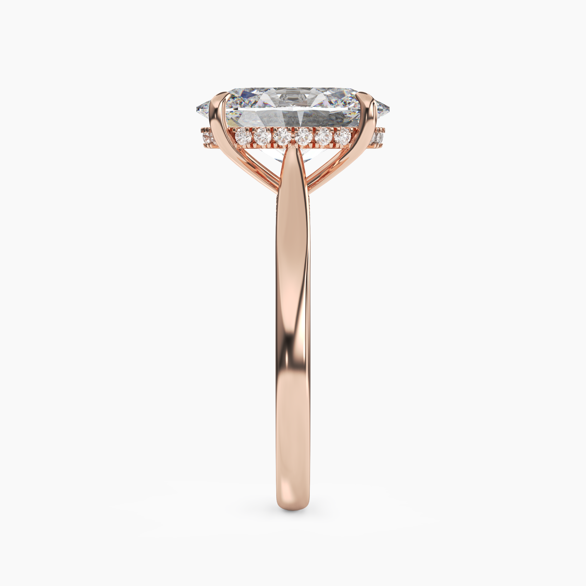 Hestia Oval Hidden Halo 2.5 Carat Lab Grown Diamond Engagement Ring in 14K White Gold