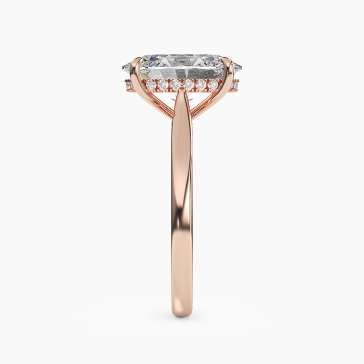 Hestia Oval Hidden Halo 2.5 Carat Lab Grown Diamond Engagement Ring in 14K White Gold