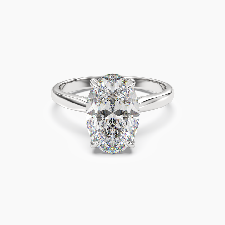 Hestia Oval Hidden Halo 3 Carat Lab Grown Diamond Engagement Ring in 14K White Gold