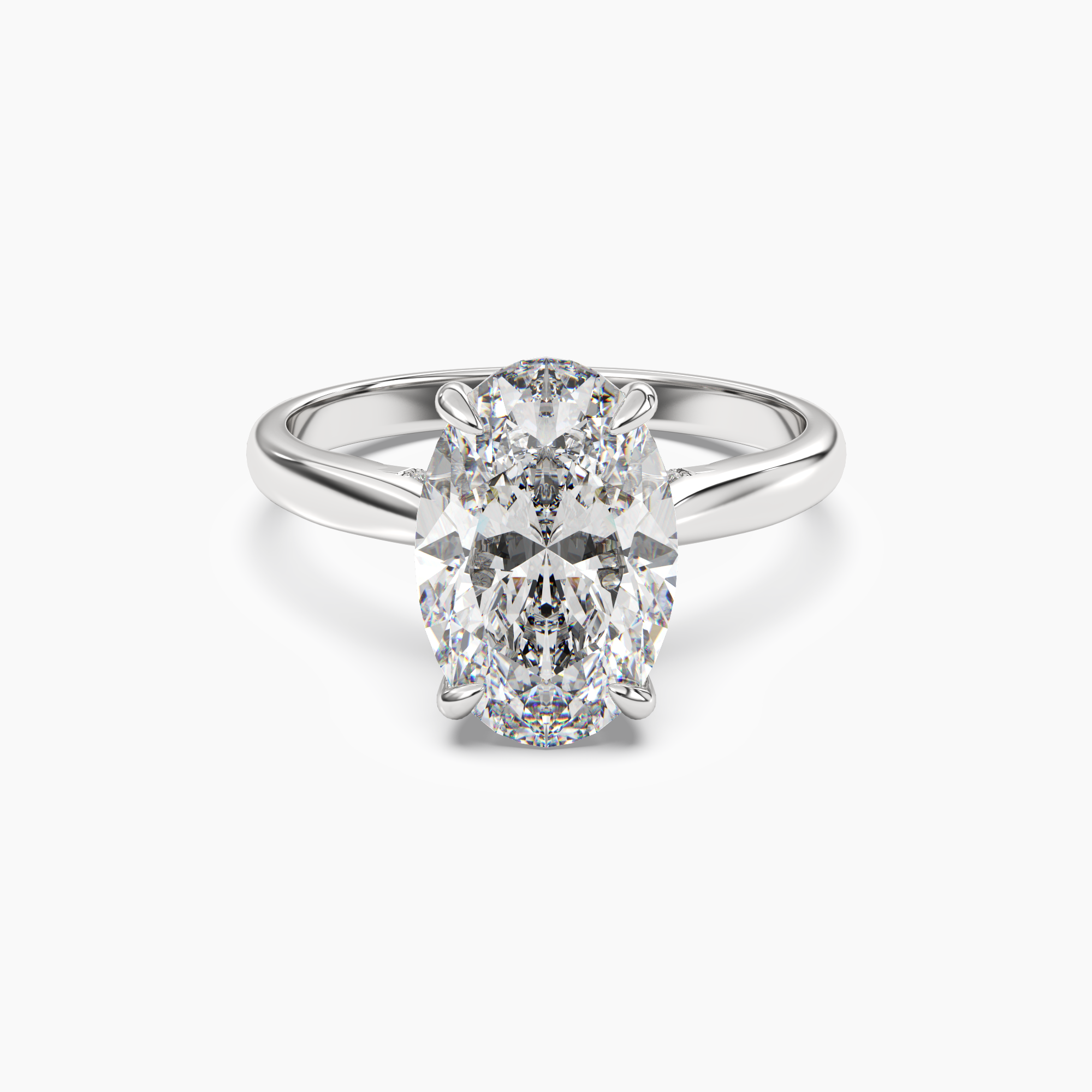 Hestia Oval Hidden Halo Diamond Ring Setting in 18K White Gold