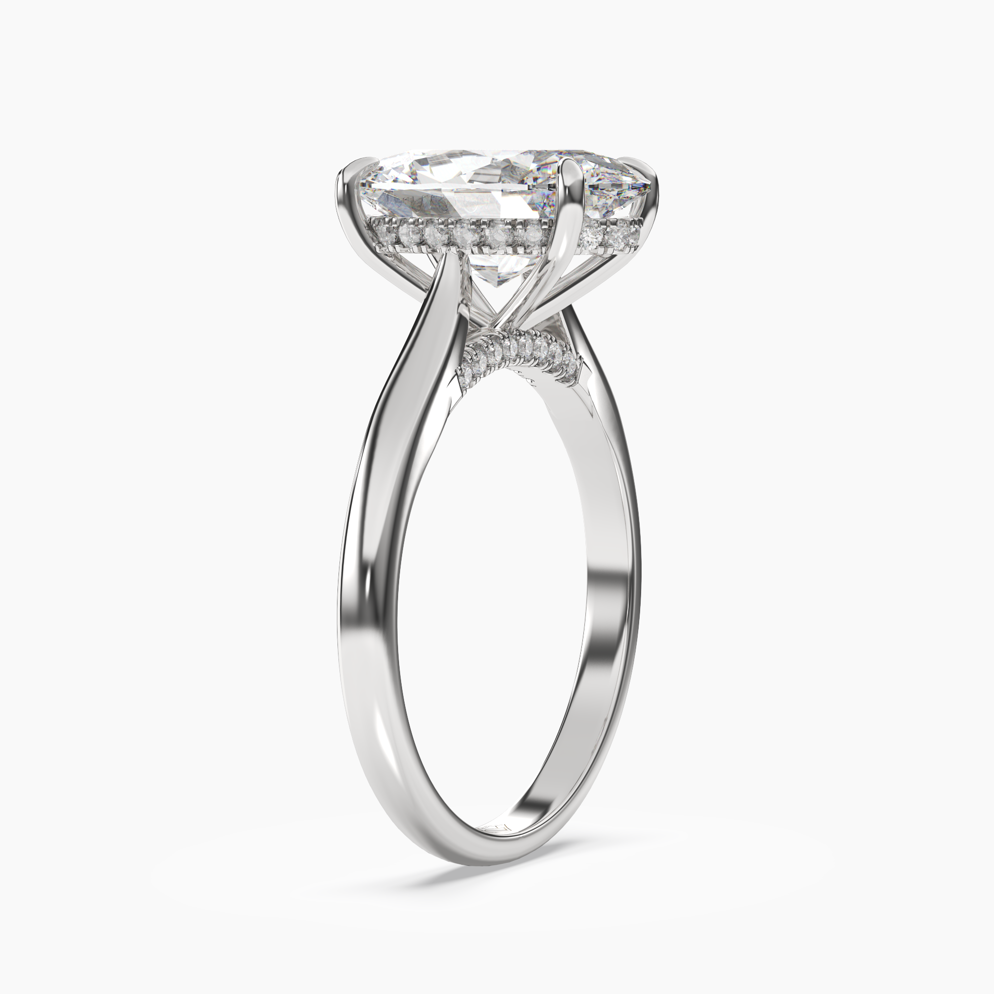 Hestia Oval Hidden Halo 2.5 Carat Lab Grown Diamond Engagement Ring in 14K White Gold