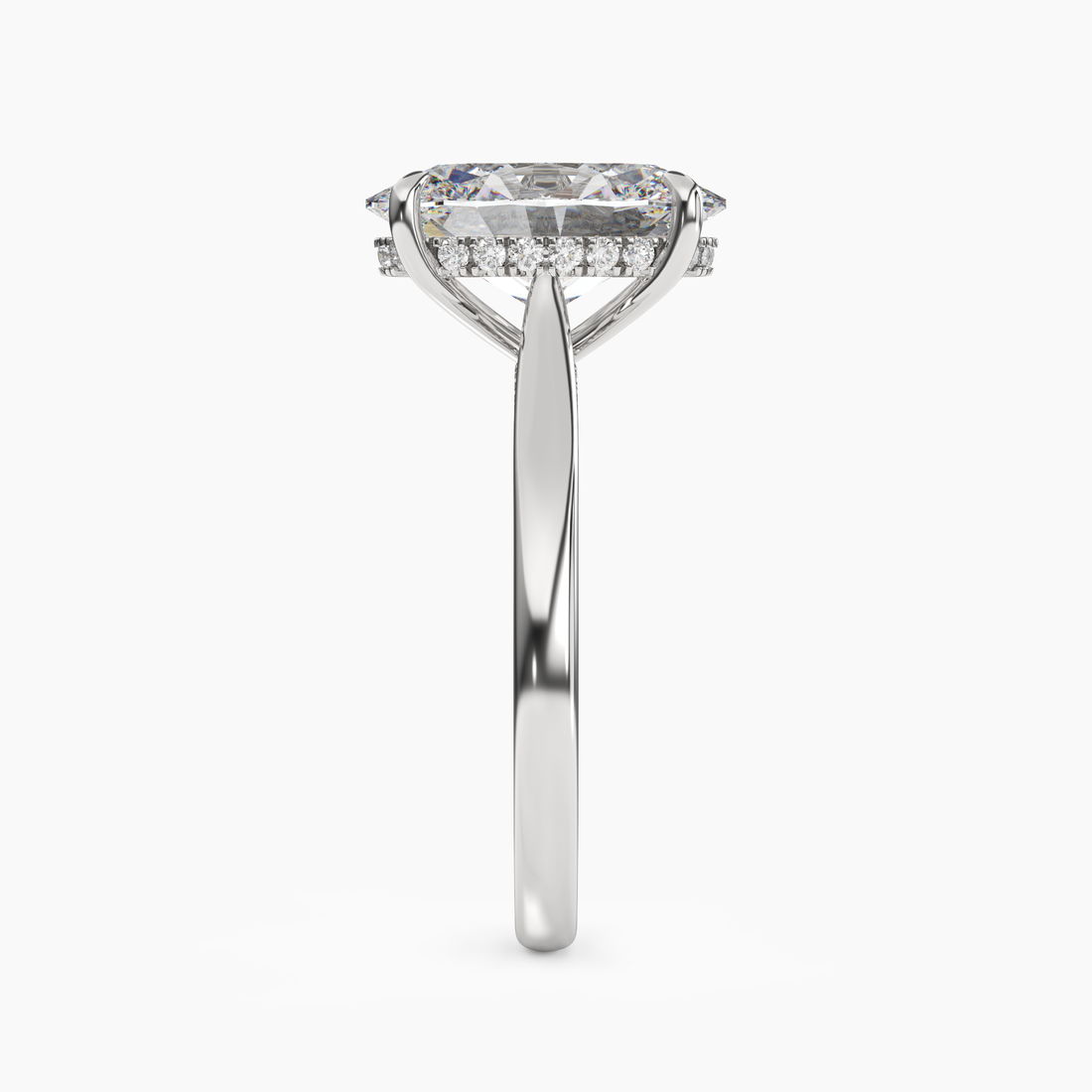 Hestia Oval Hidden Halo Diamond Ring Setting in 14K Rose Gold
