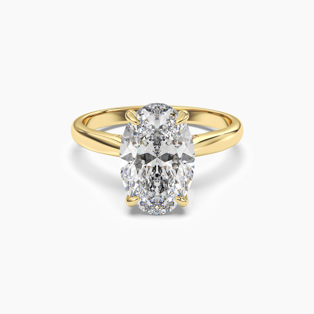 Hestia Oval Hidden Halo Diamond Ring Setting in 18K Yellow Gold