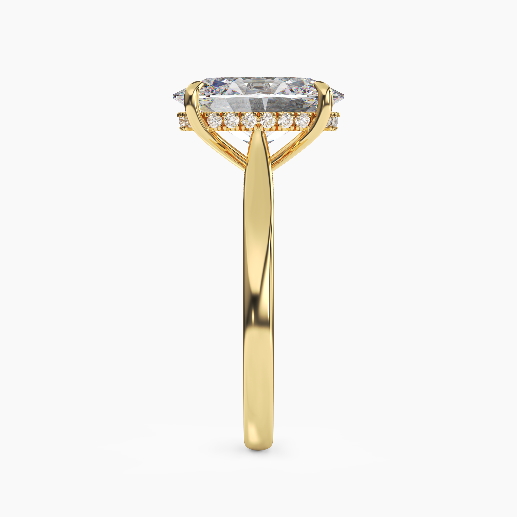 Hestia Oval Hidden Halo Diamond Ring Setting in 18K White Gold