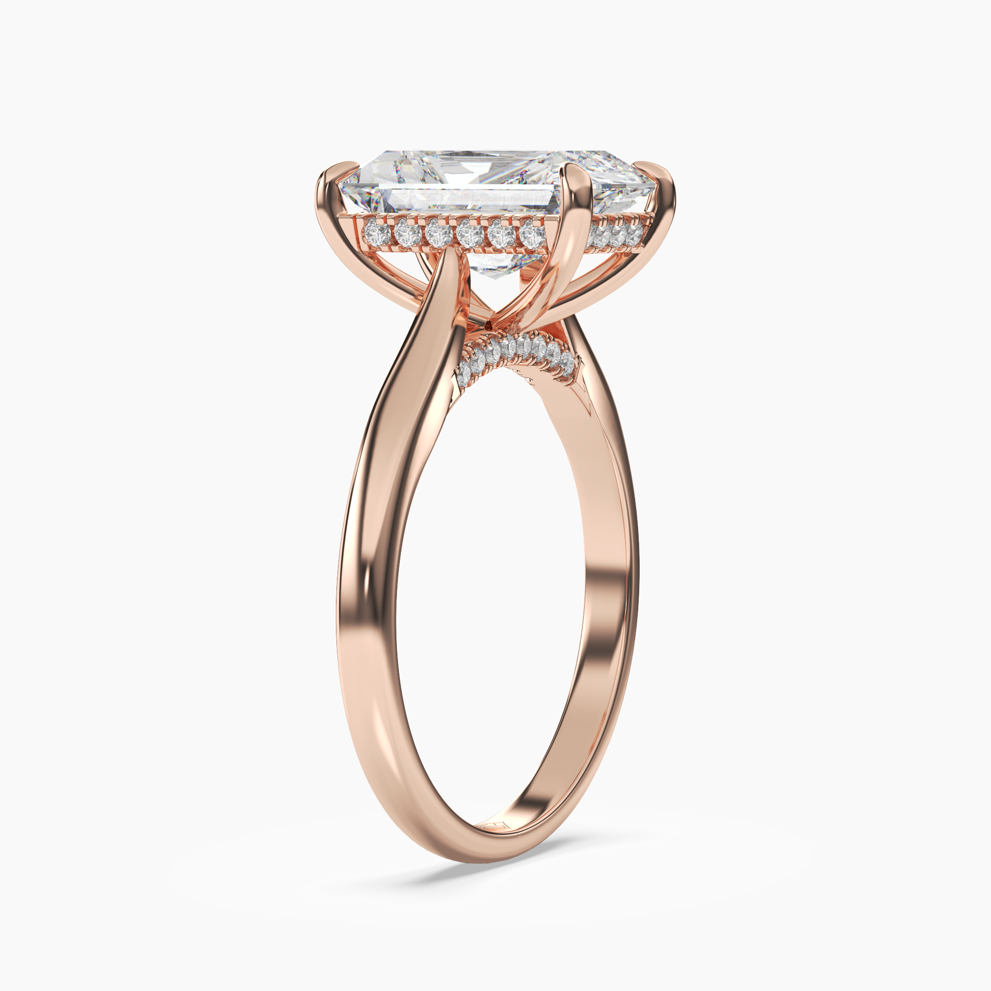 Hestia Radiant Hidden Halo 2 Carat Lab Grown Diamond Engagement Ring in 18K White Gold