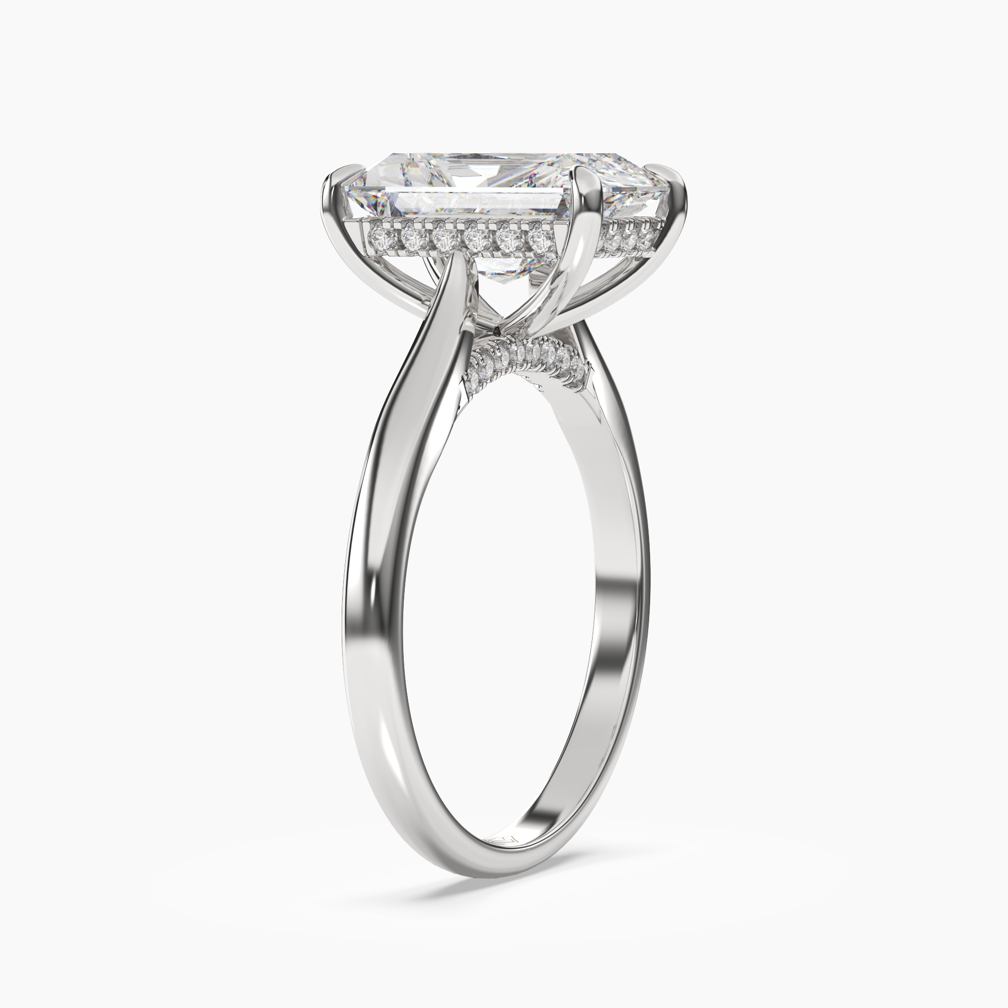 Hestia Radiant Hidden Halo 2 Carat Lab Grown Diamond Engagement Ring in 18K Rose Gold