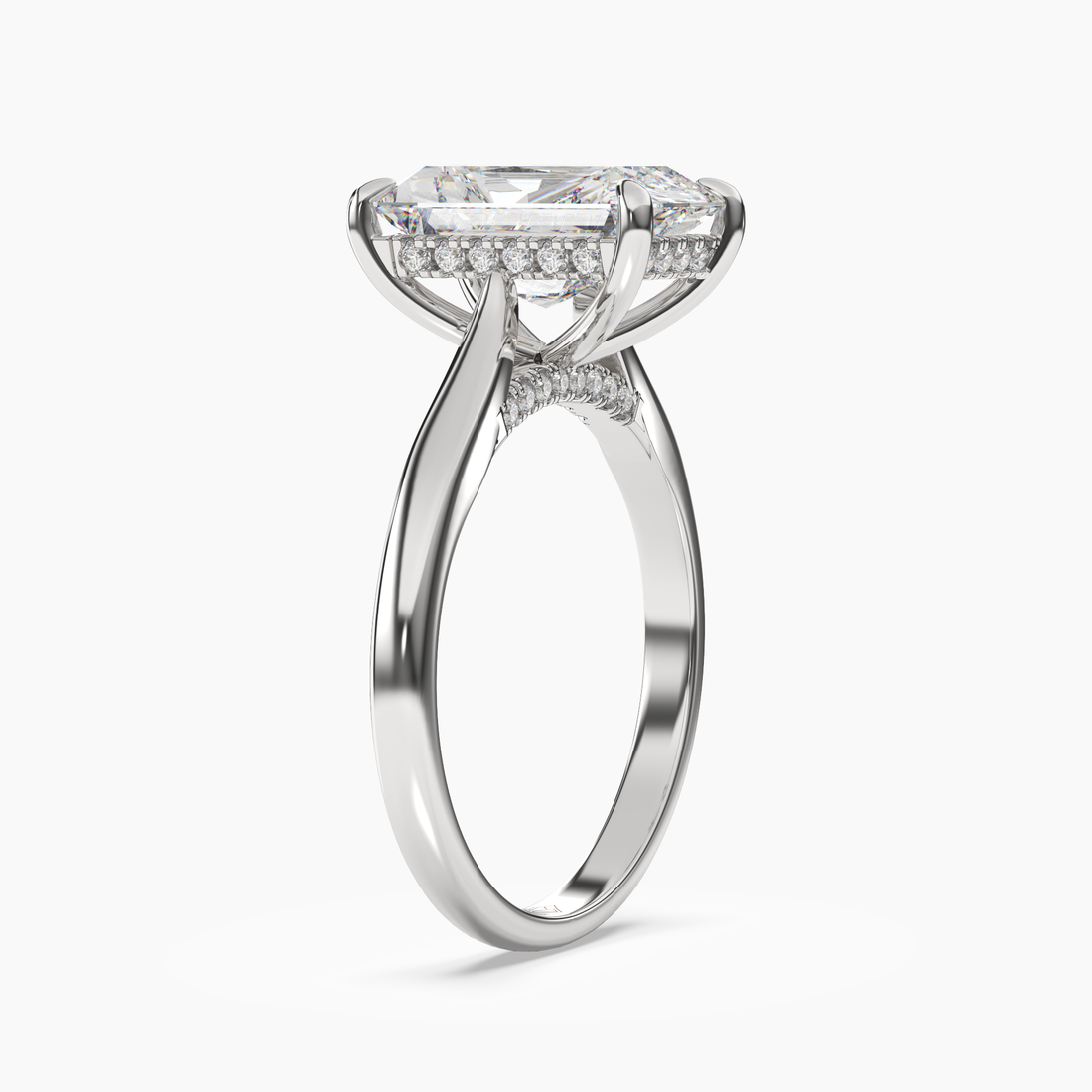 Hestia Radiant Hidden Halo Diamond Ring Setting in 18K Yellow Gold