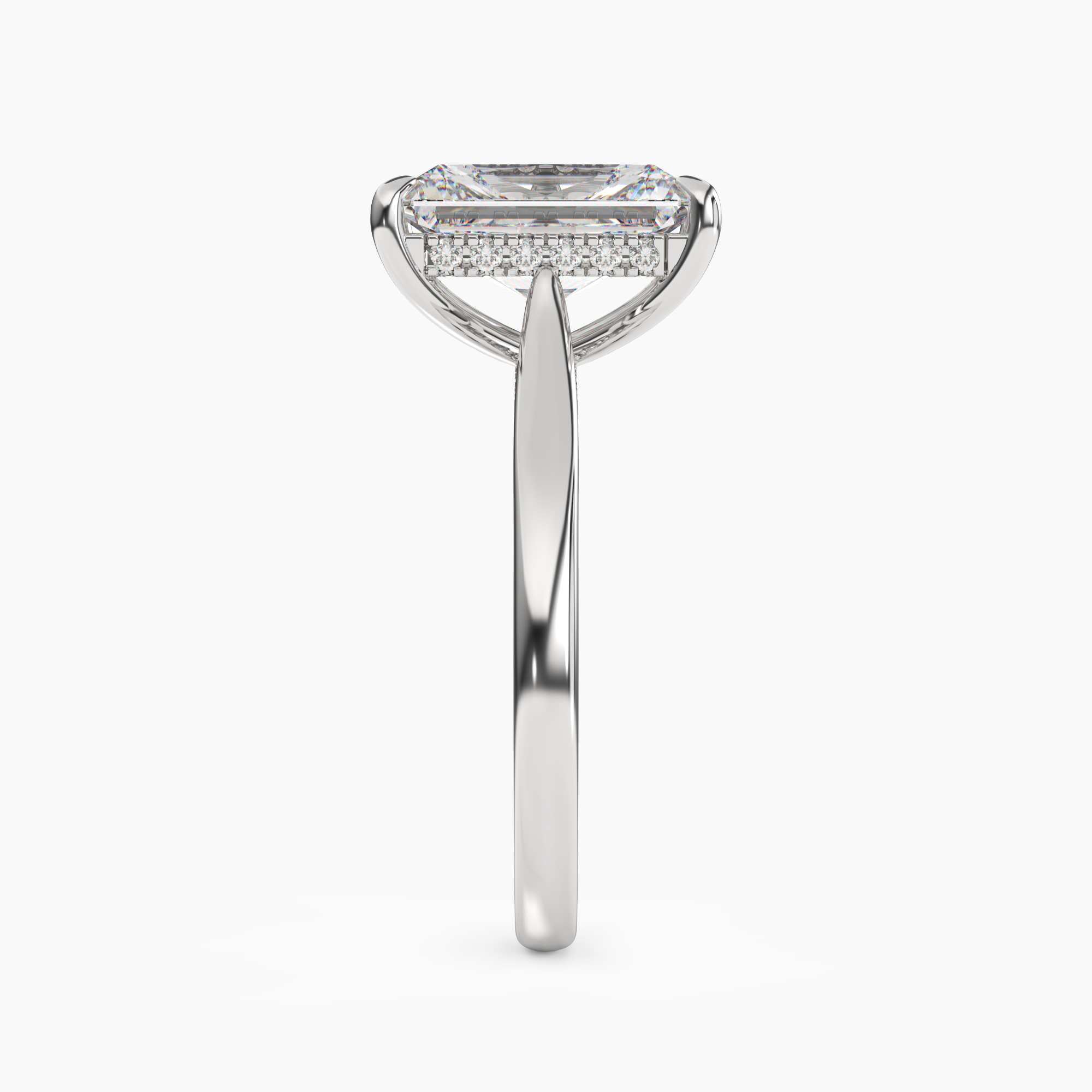 Hestia Radiant Hidden Halo Diamond Ring Setting in 18K Rose Gold