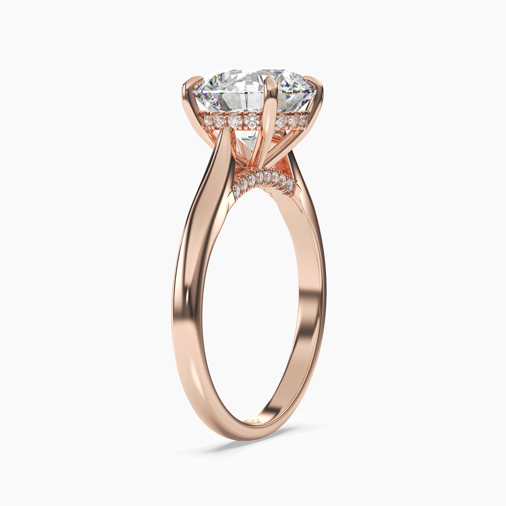 Hestia Round Hidden Halo Diamond Ring Setting in 18K Yellow Gold