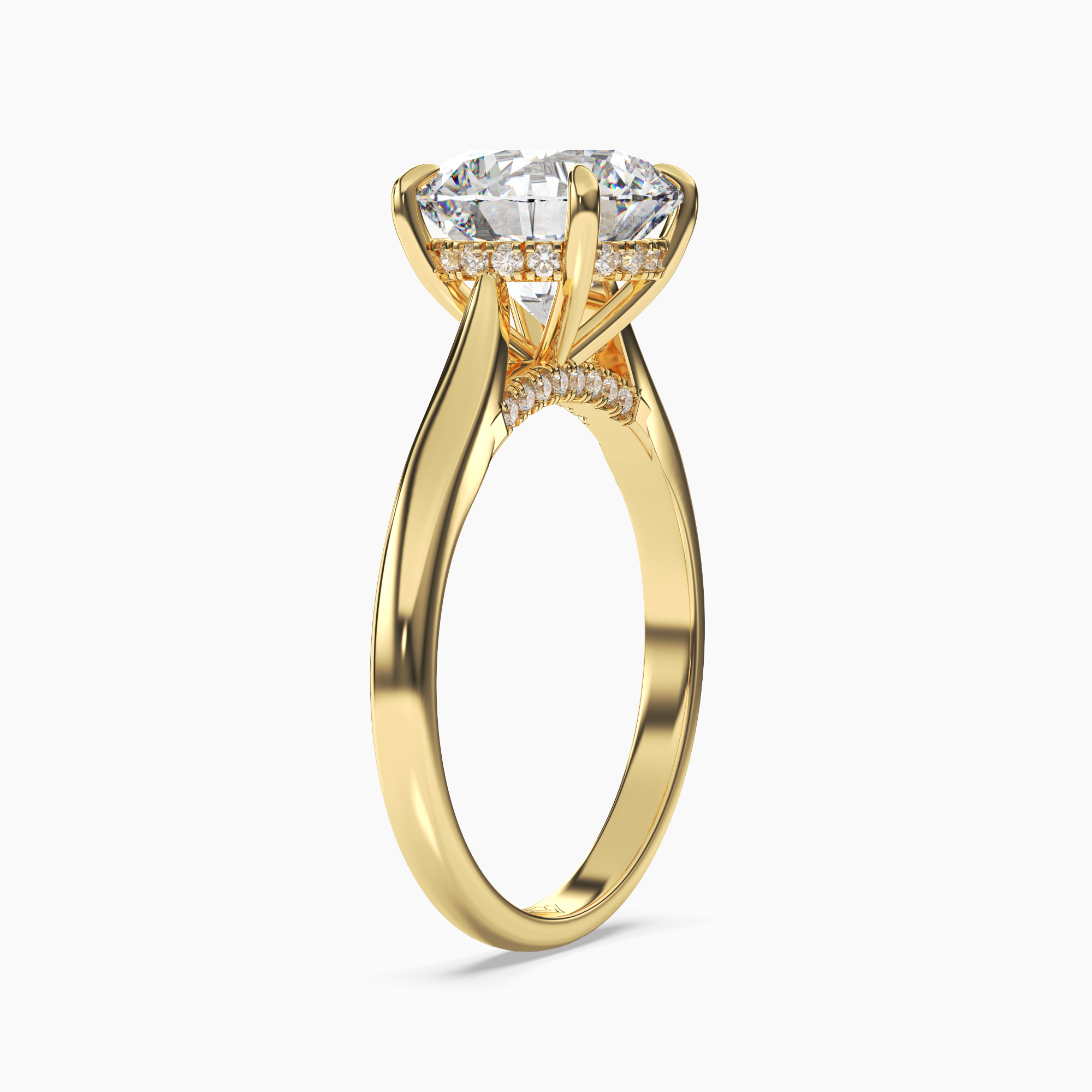 Hestia Round Hidden Halo Diamond Ring Setting in 14K Rose Gold