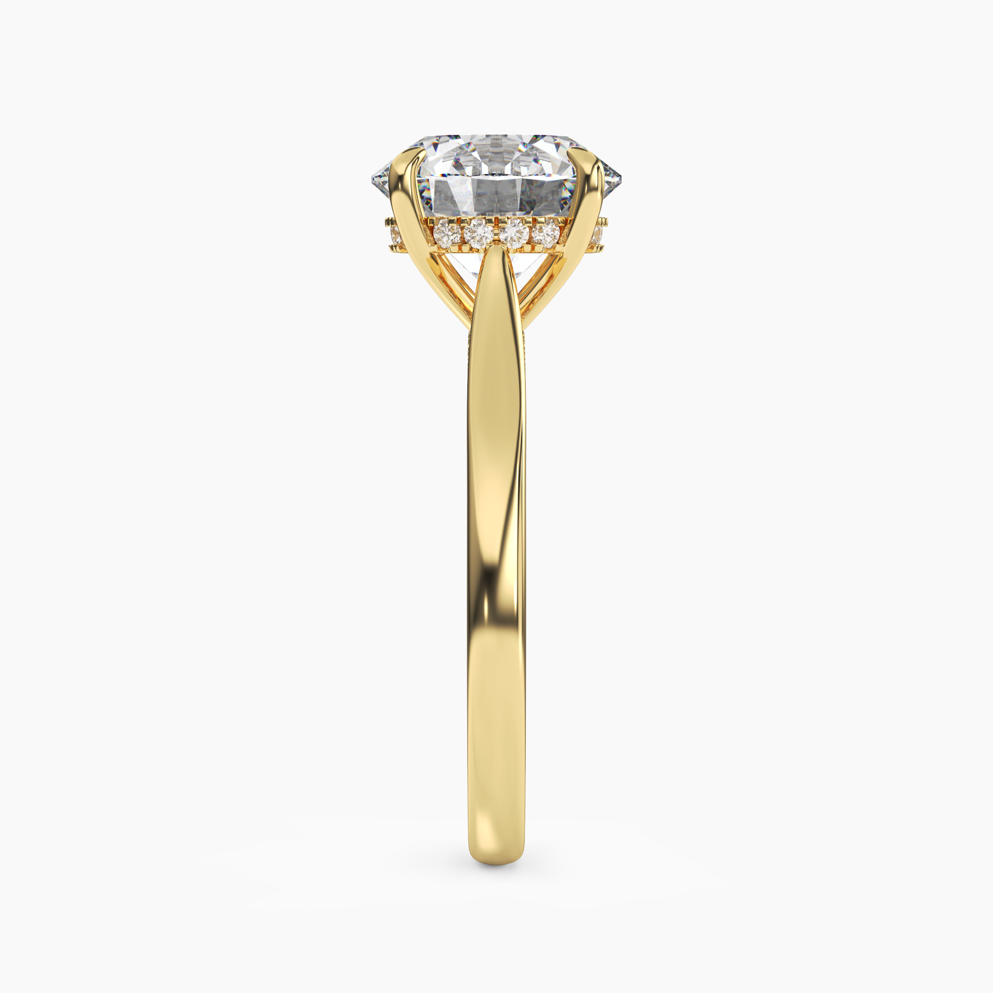 Hestia Round Hidden Halo 2 Carat Lab Grown Diamond Engagement Ring in 14K Yellow Gold