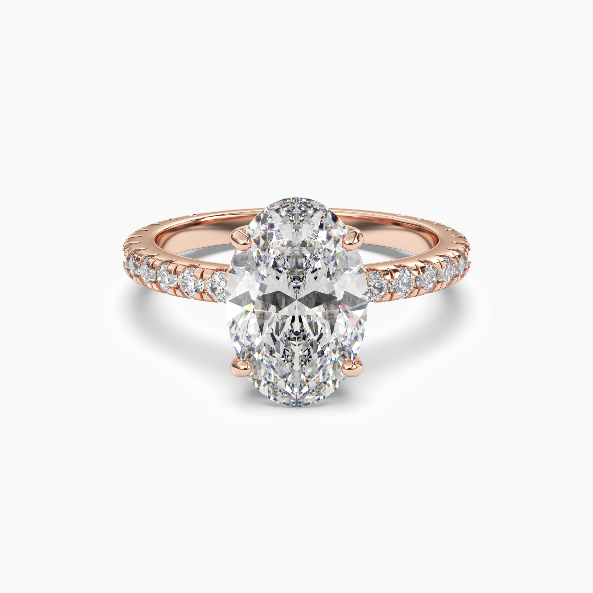 Cascade Oval Diamond Ring Setting in 18K White Gold