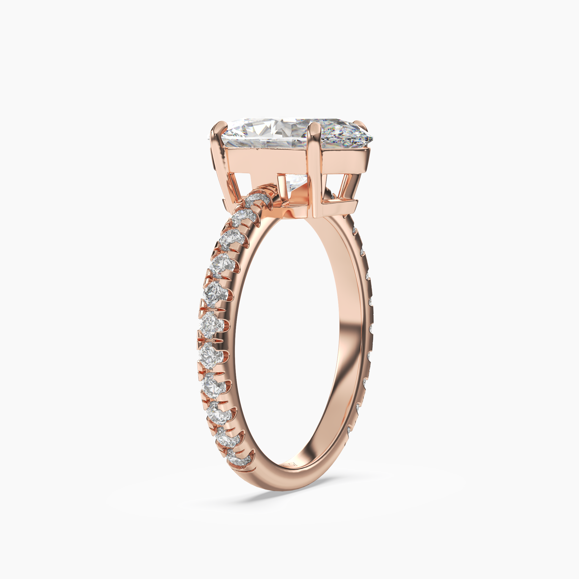 Cascade Oval Diamond Ring Setting in 18K Yellow Gold