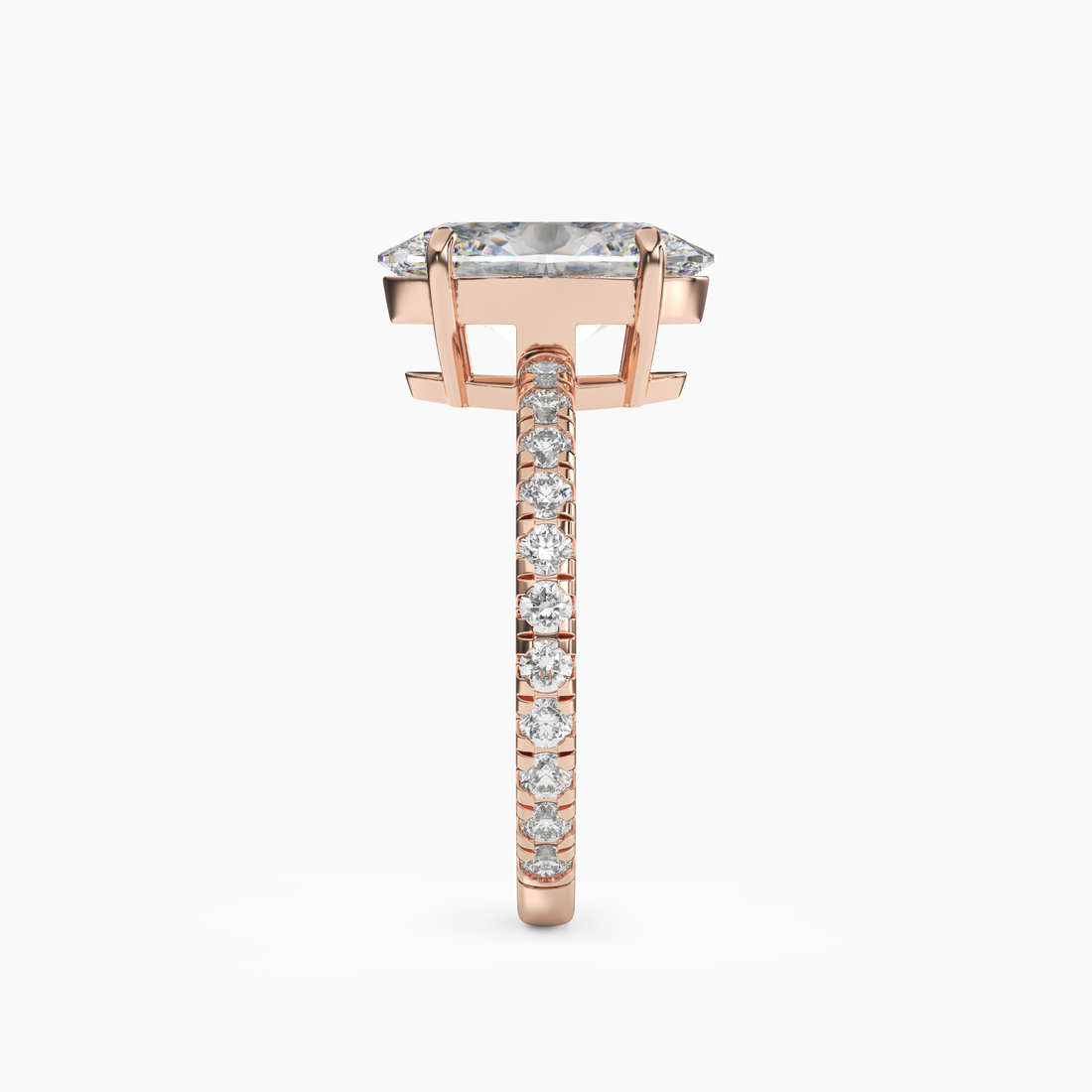Cascade Oval Diamond Ring Setting in 14K White Gold