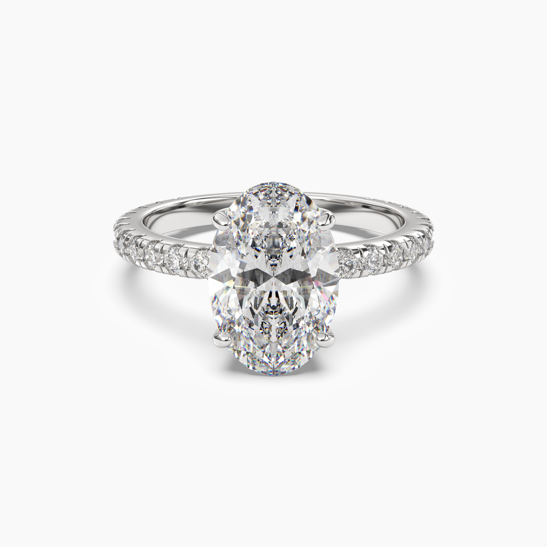 Cascade Oval 2 Carat Lab Grown Diamond Engagement Ring in 14K Yellow Gold