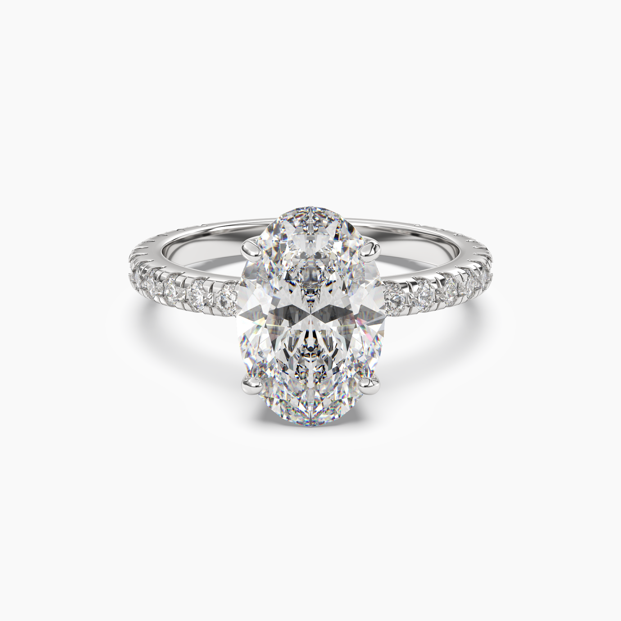 Cascade Oval Diamond Ring Setting in 18K Rose Gold
