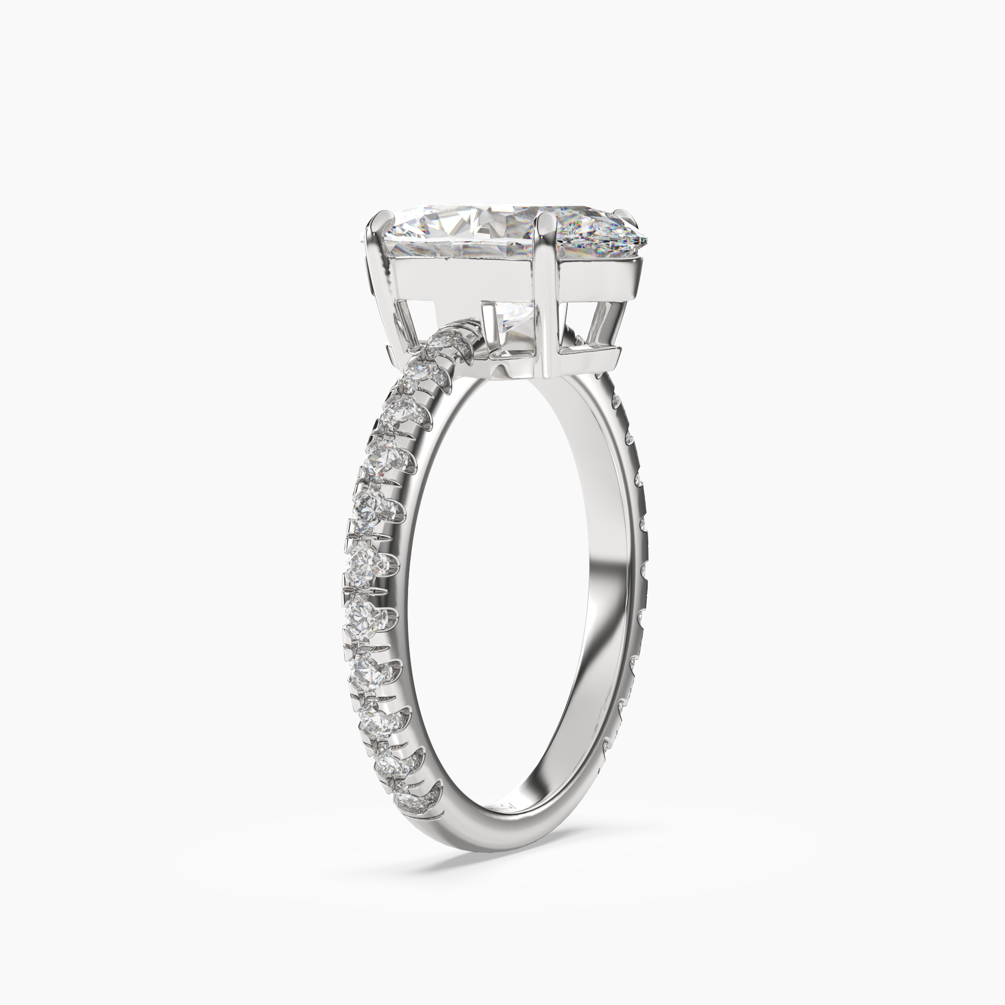 Cascade Oval 3 Carat Lab Grown Diamond Engagement Ring in 14K Yellow Gold