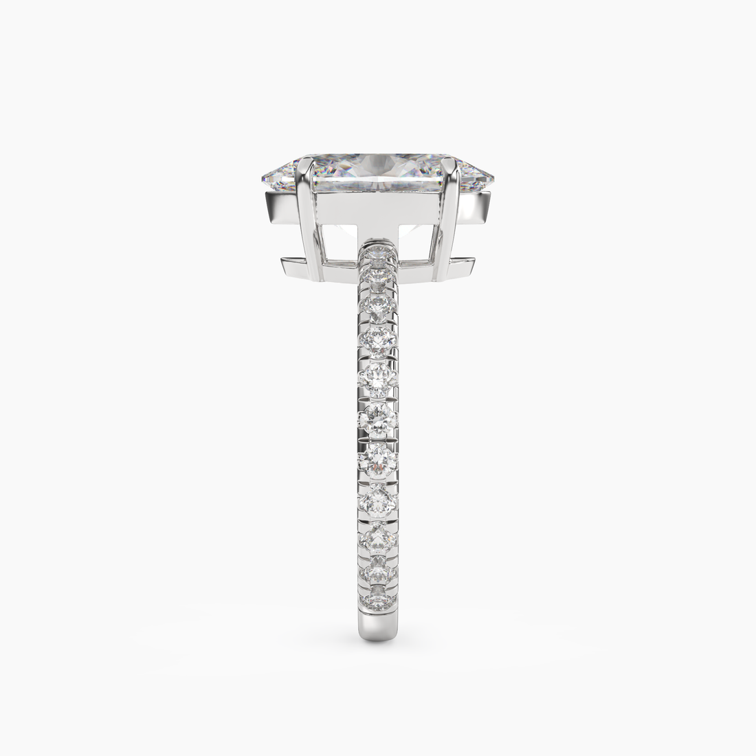 Cascade Oval 2 Carat Lab Grown Diamond Engagement Ring in 14K White Gold