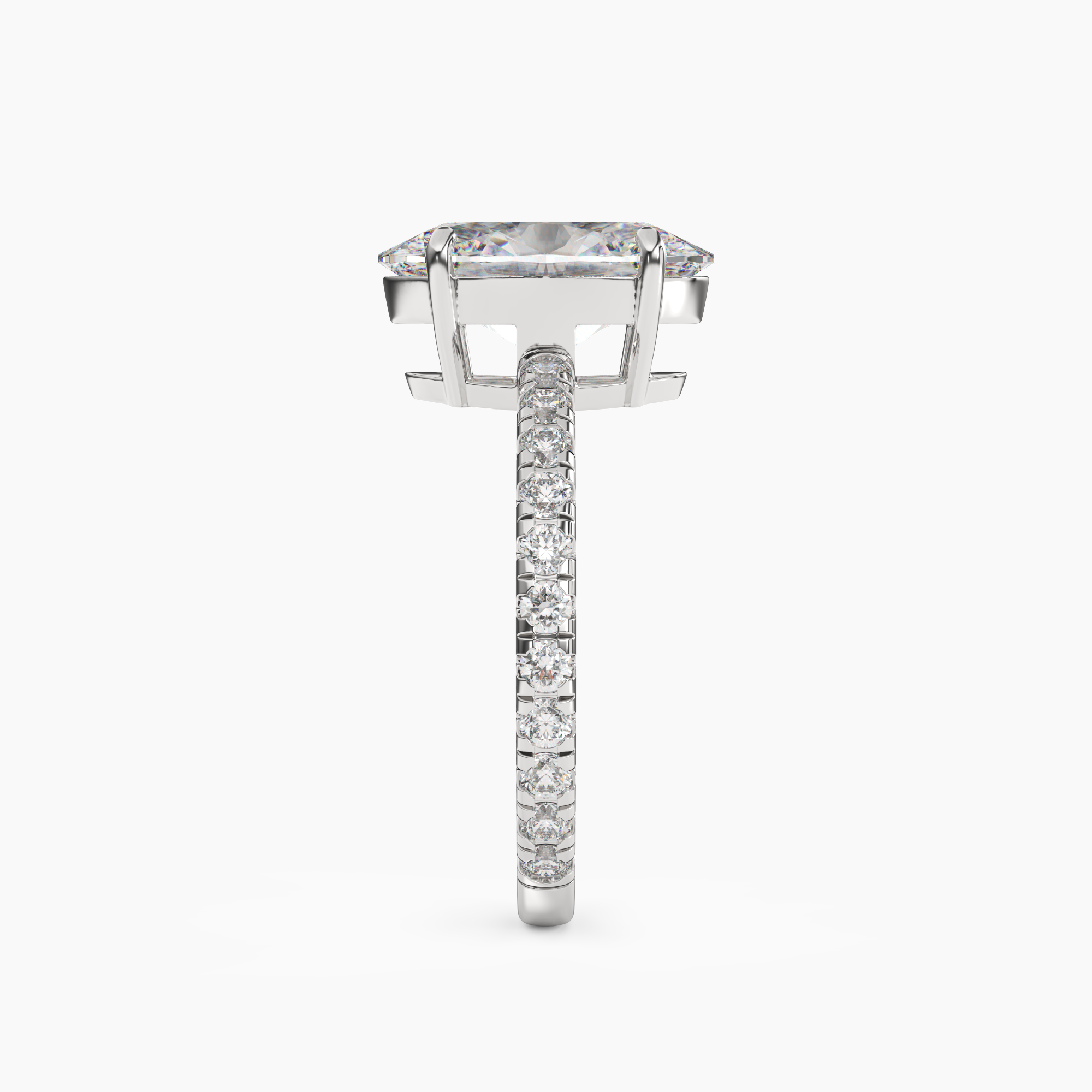 Cascade Oval Diamond Ring Setting in 14K Rose Gold
