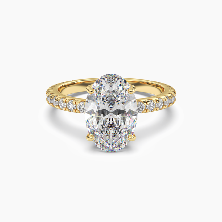 Cascade Oval 2 Carat Lab Grown Diamond Engagement Ring in 14K Yellow Gold