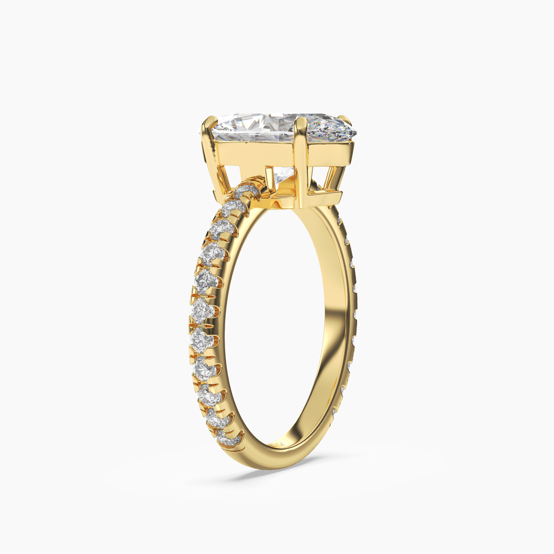 Cascade Oval Diamond Ring Setting in 18K White Gold