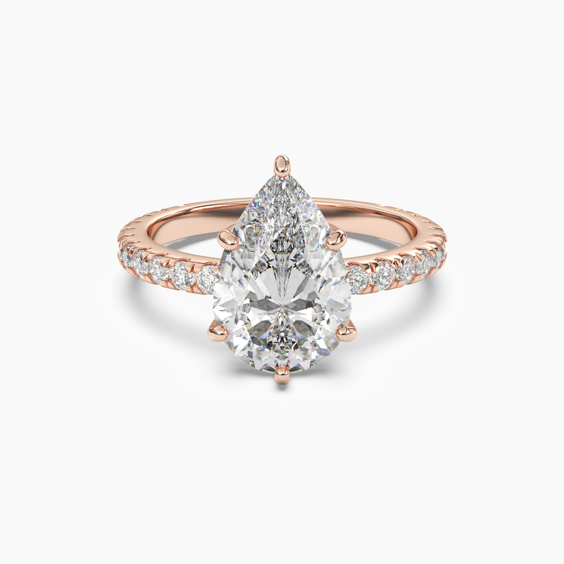 Cascade Pear Diamond Ring Setting in 18K Rose Gold
