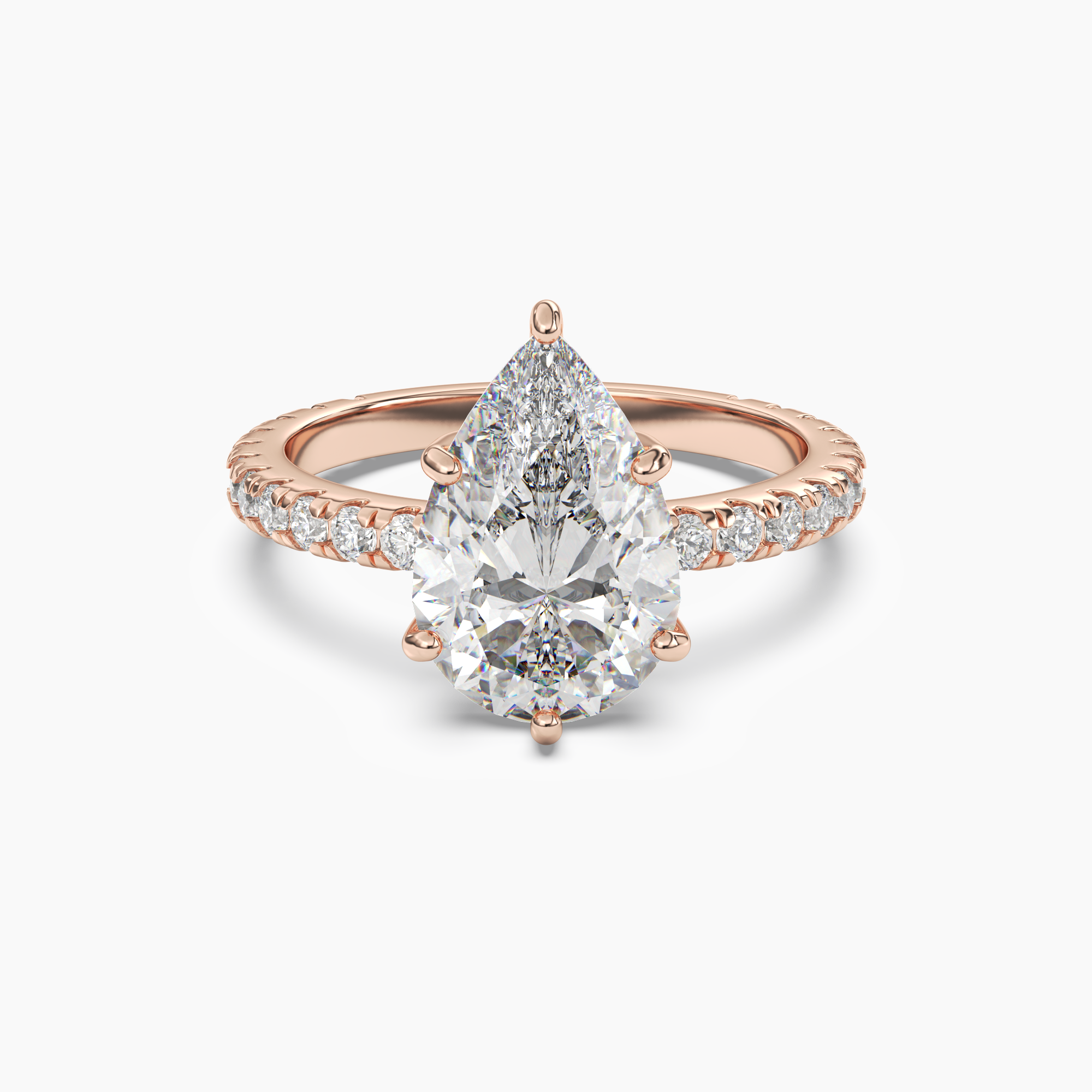 Cascade Pear Diamond Ring Setting in 18K White Gold