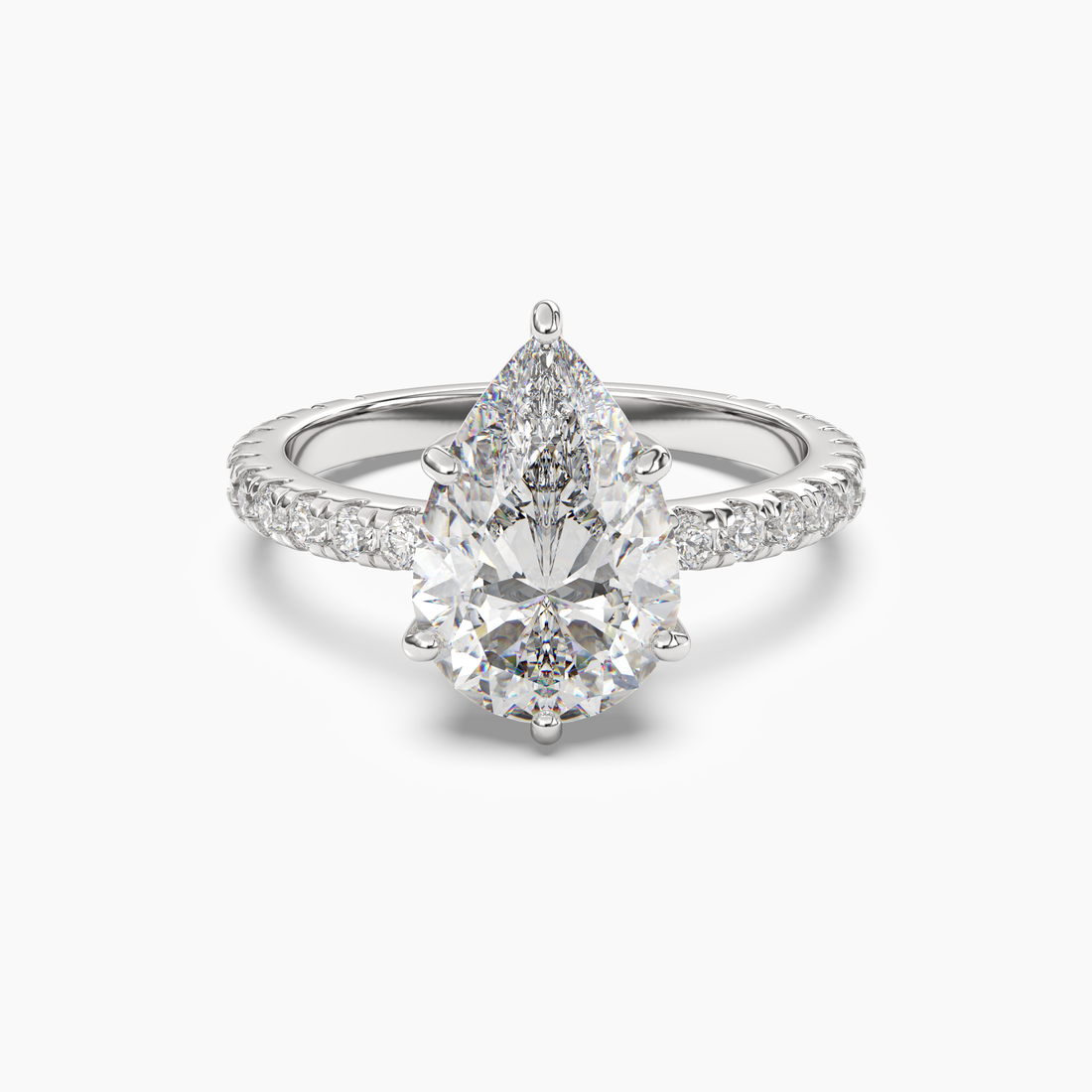 Cascade Pear Diamond Ring Setting in 14K Rose Gold