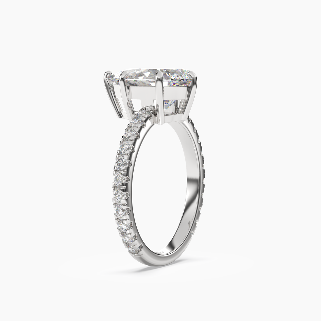 Cascade Pear Diamond Ring Setting in 18K Yellow Gold