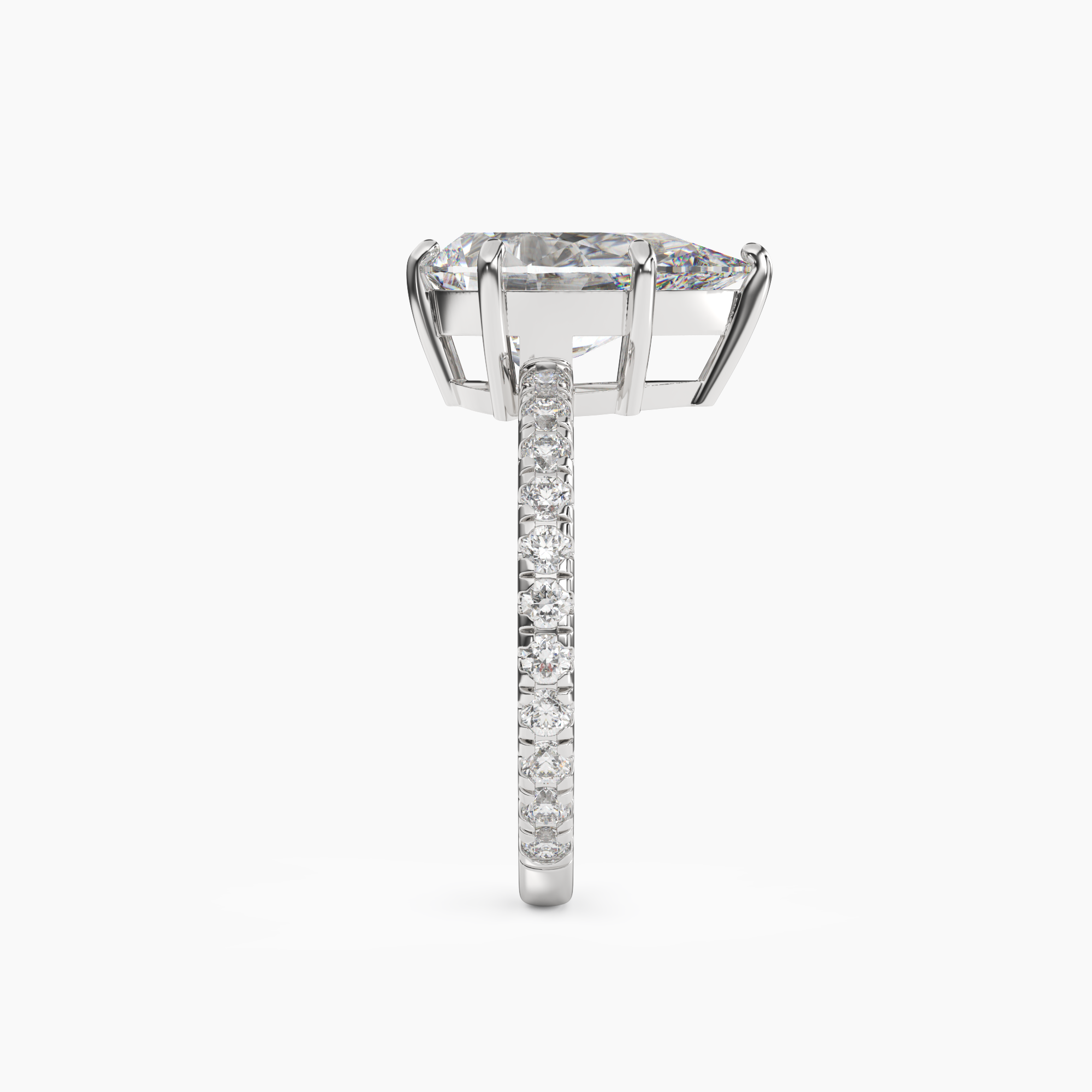 Cascade Pear Diamond Ring Setting in 18K White Gold