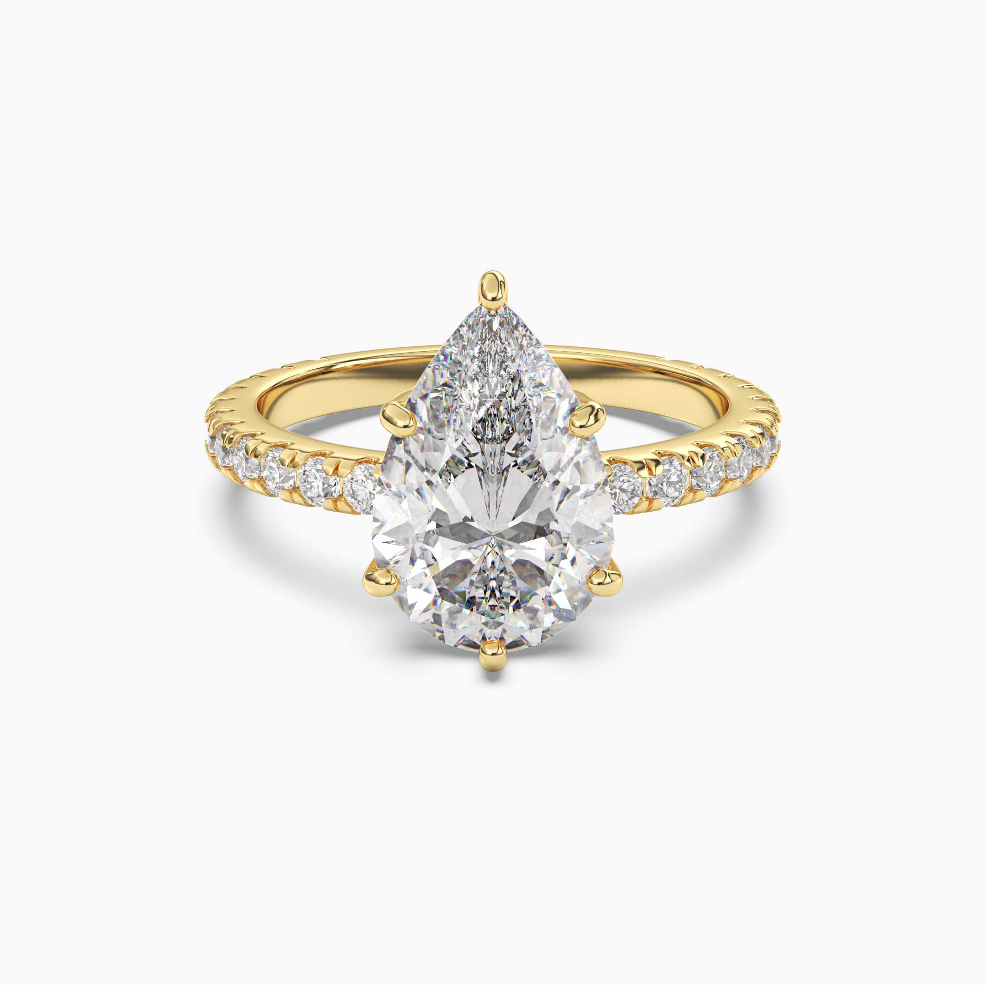 Cascade Pear Diamond Ring Setting in 18K White Gold