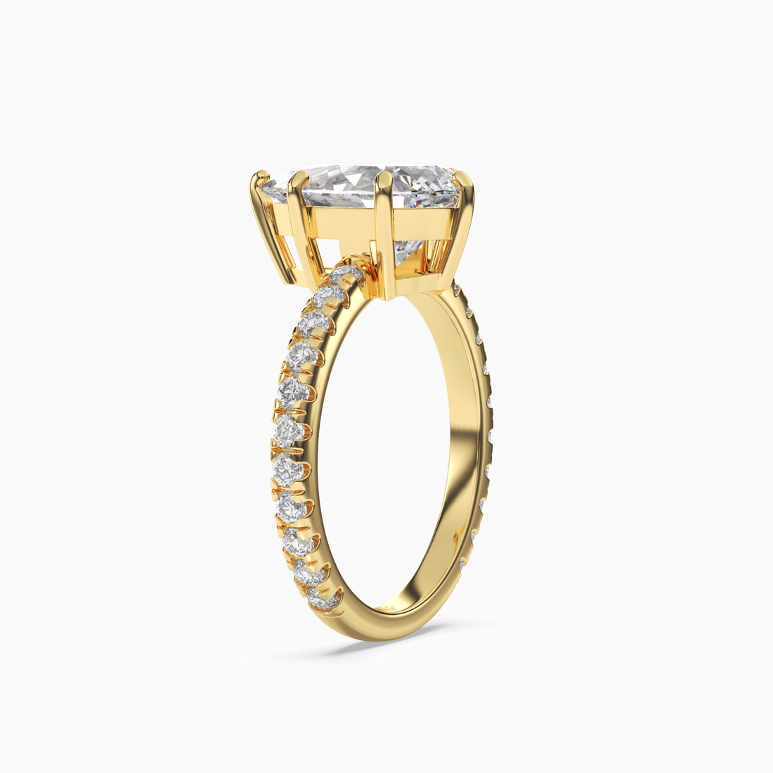 Cascade Pear Diamond Ring Setting in 18K White Gold