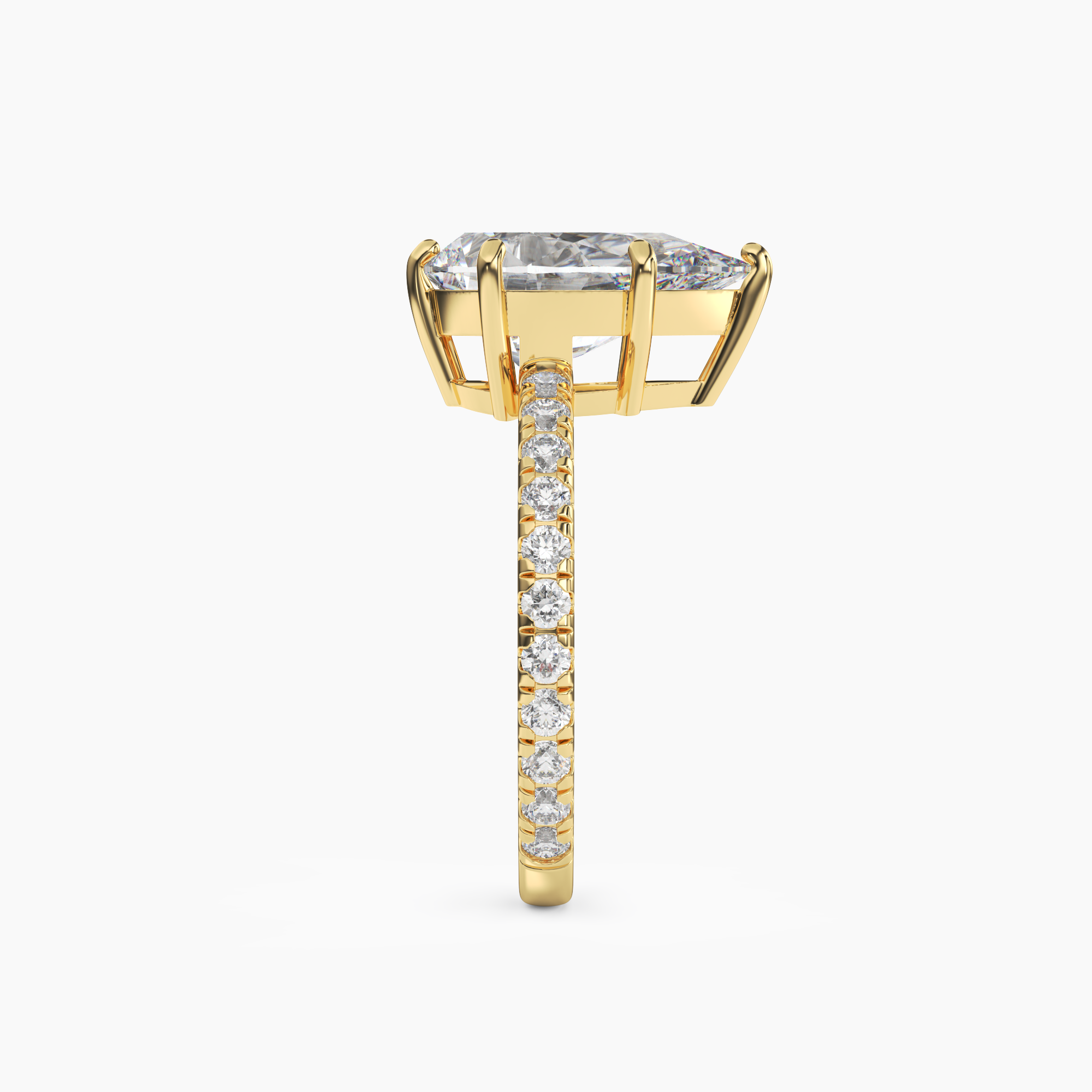 Cascade Pear Diamond Ring Setting in 18K White Gold