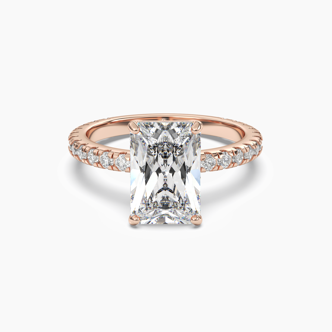 Cascade Radiant Diamond Ring Setting in 14K Yellow Gold