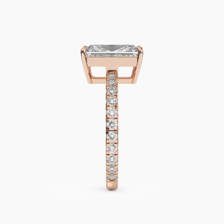 Cascade Radiant 2.5 Carat Lab Grown Diamond Engagement Ring in 14K Yellow Gold