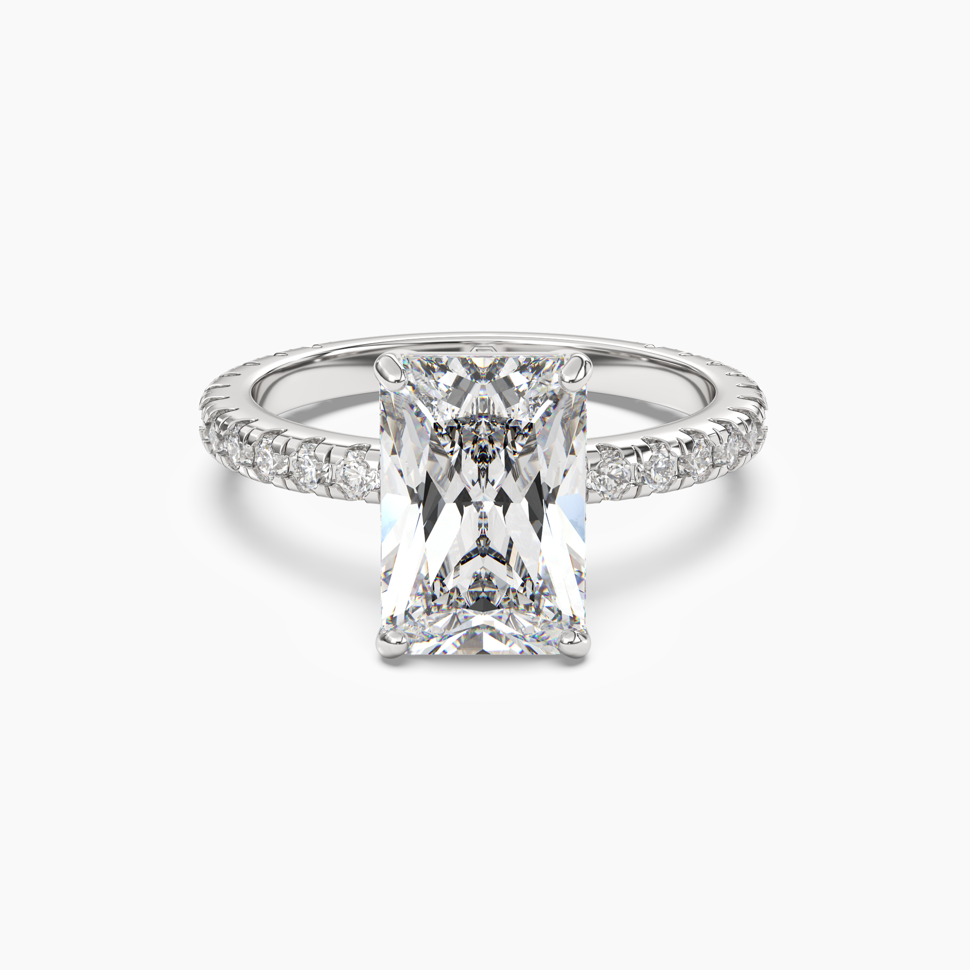 Cascade Radiant Diamond Ring Setting in 18K Yellow Gold
